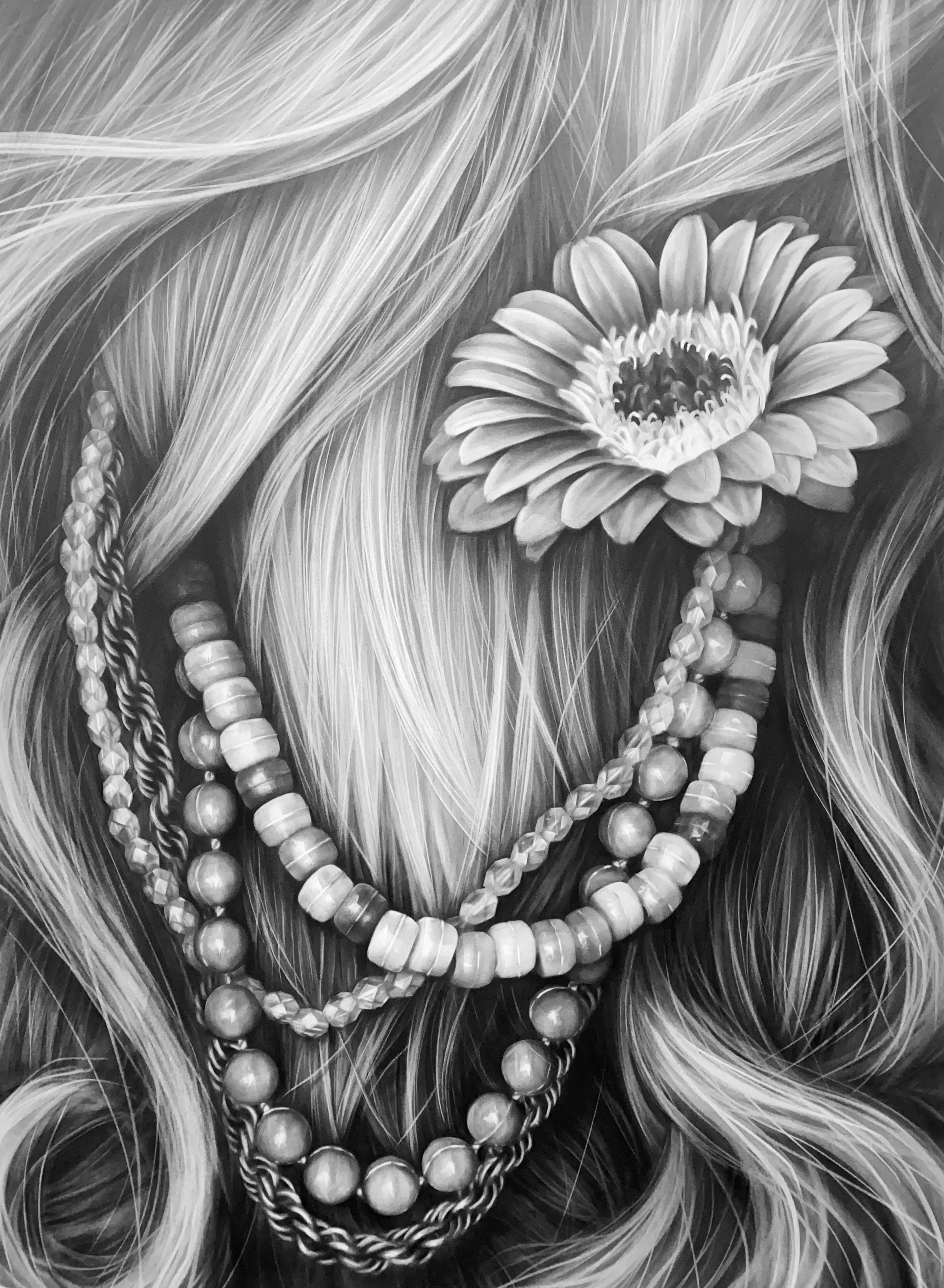 Bling Smile, Graphite, 50 x 37 inches