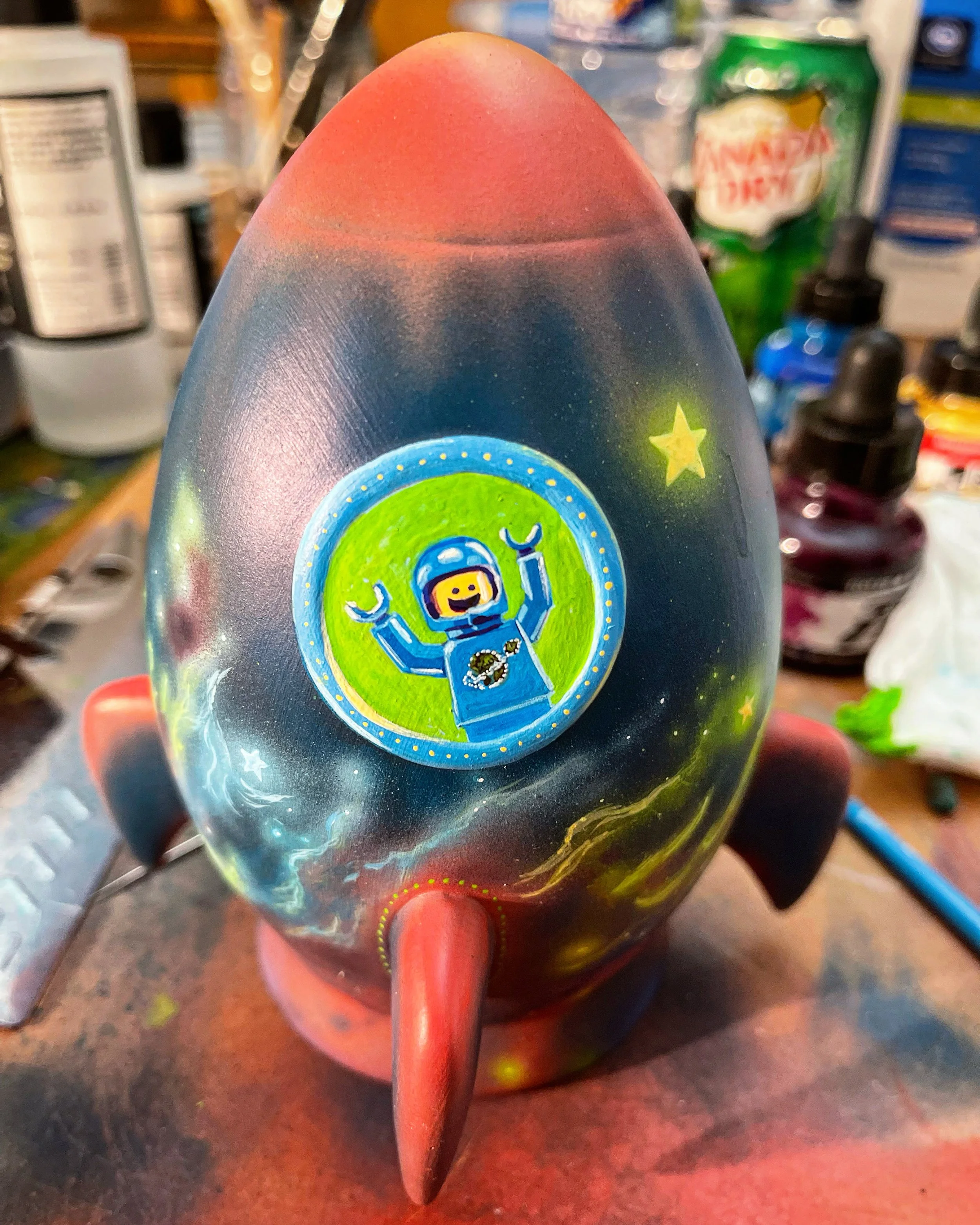 Hand Painted Ceramic Rocket