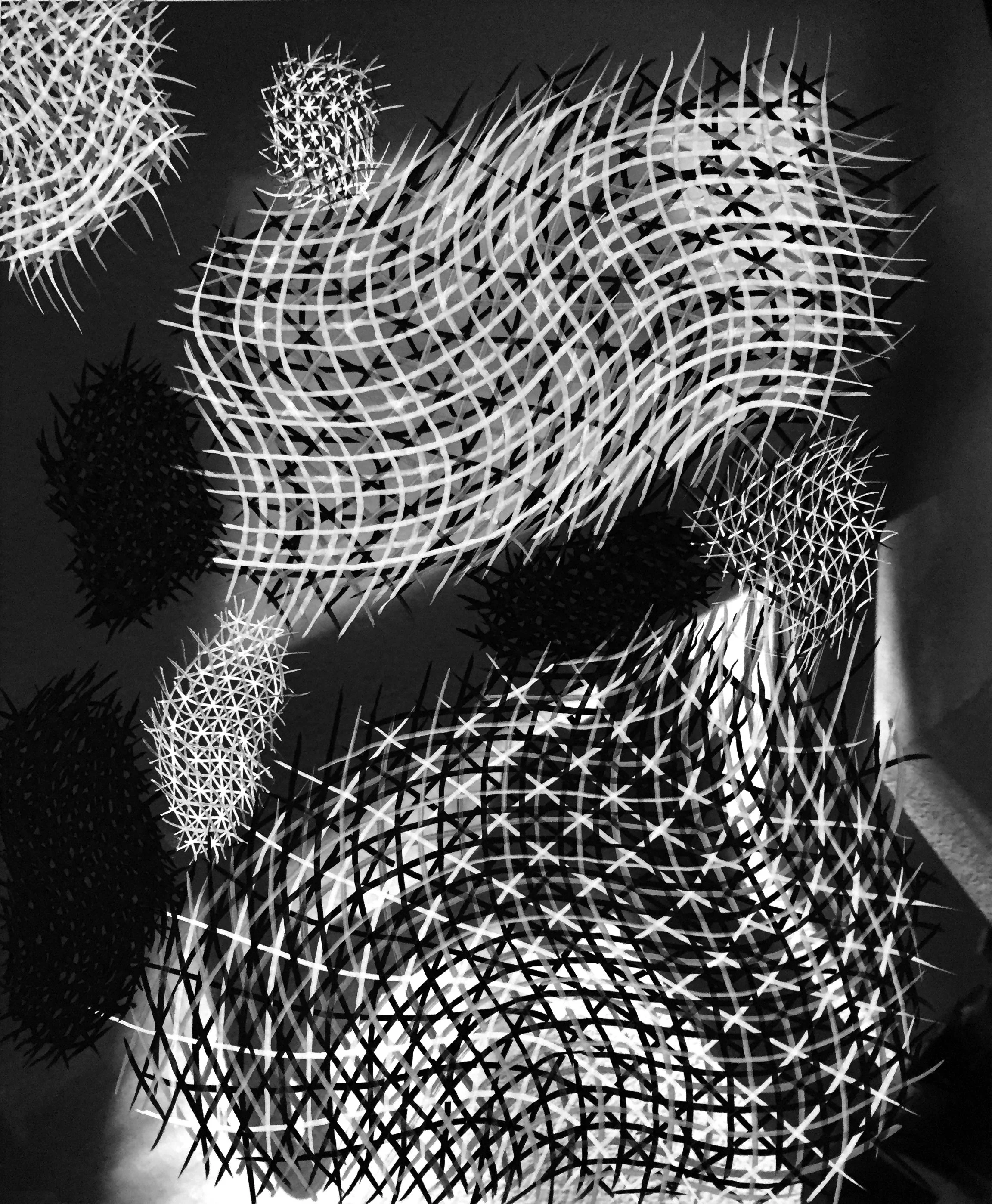  Light and Grid, acrylic pens on digital photo print, 8.5 × 11 in. 