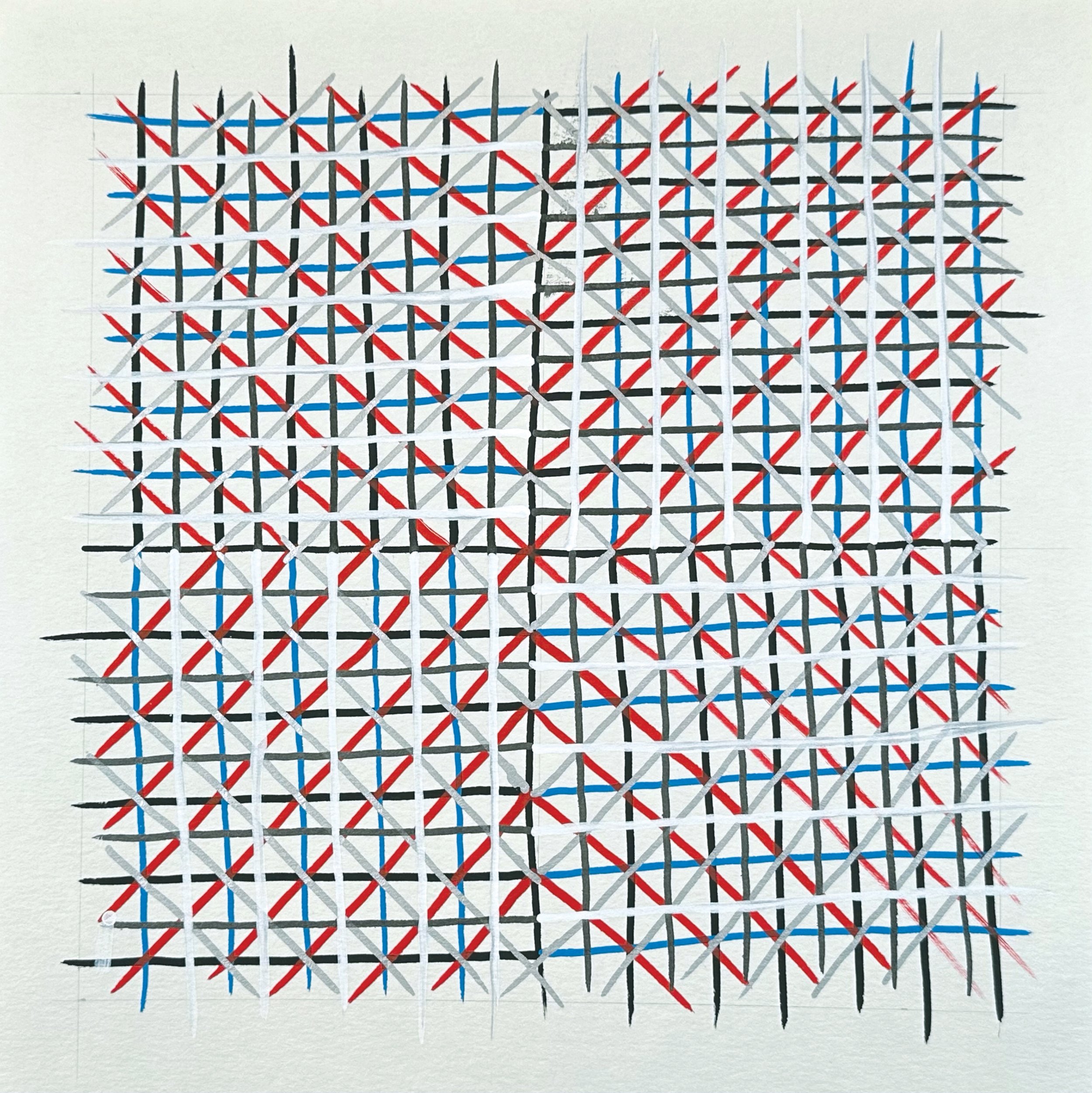  Four Directions Grid, acrylic Pen on drawing paper, 11 x 11 in. 
