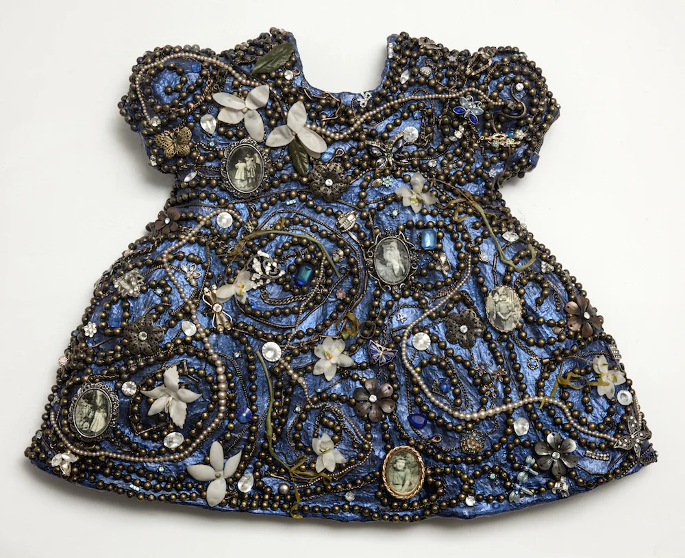 Dreaming in Blue, 2016, mixed media relief with encaustic, 17.5 x 22.5 x 2.5 inches