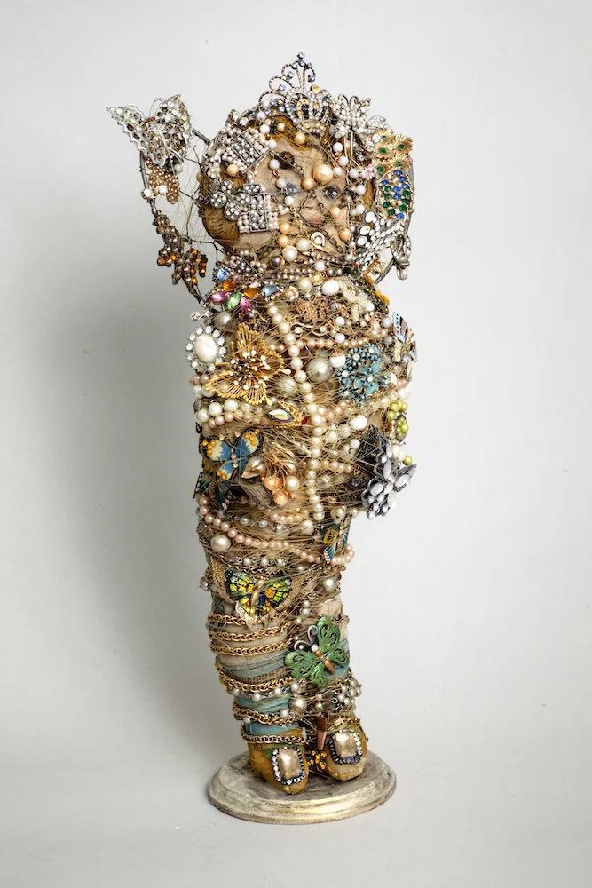 Butterfly Queen, 2015, mixed media sculpture with encaustic, 18 x 8 x 8.5 inches