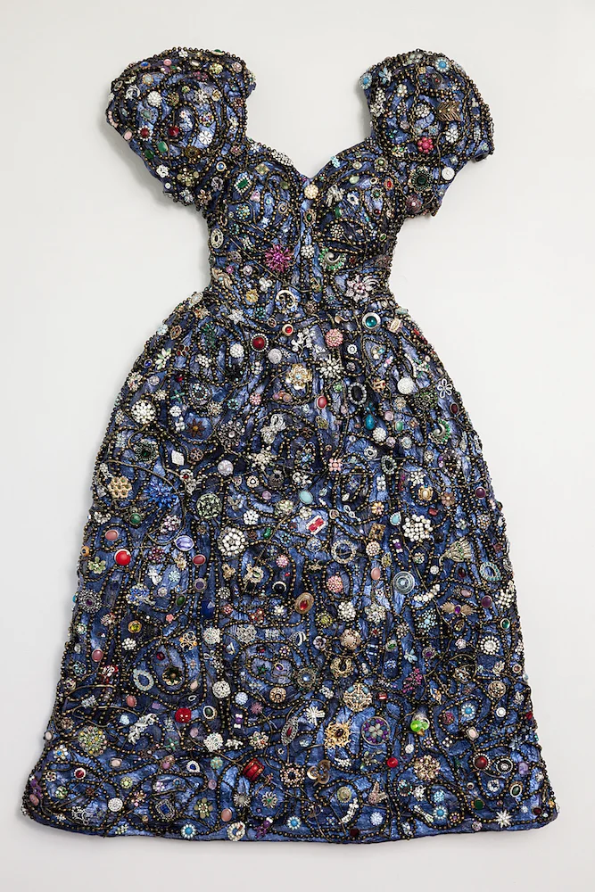 Heavenly Adornment, 2015, mixed media relief with encaustic, 54 x 38 x 5 inches