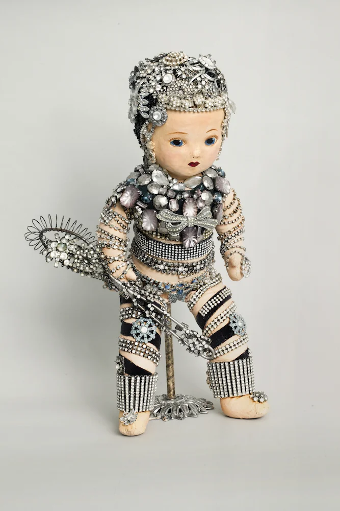 Ice Warrior, 2015, mixed media sculpture with encaustic, 17.5 x 11 x 6 inches