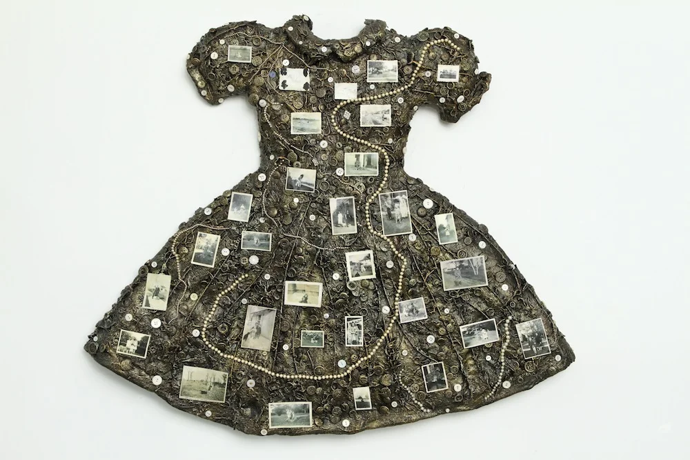 Dogs Are Forever #1, 2013, mixed media relief with encaustic, 31 x 37 x 3 inches