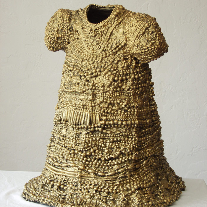 Beaded Vessel, 2002, mixed media sculpture, 25.5 x 21.5 x 23 inches