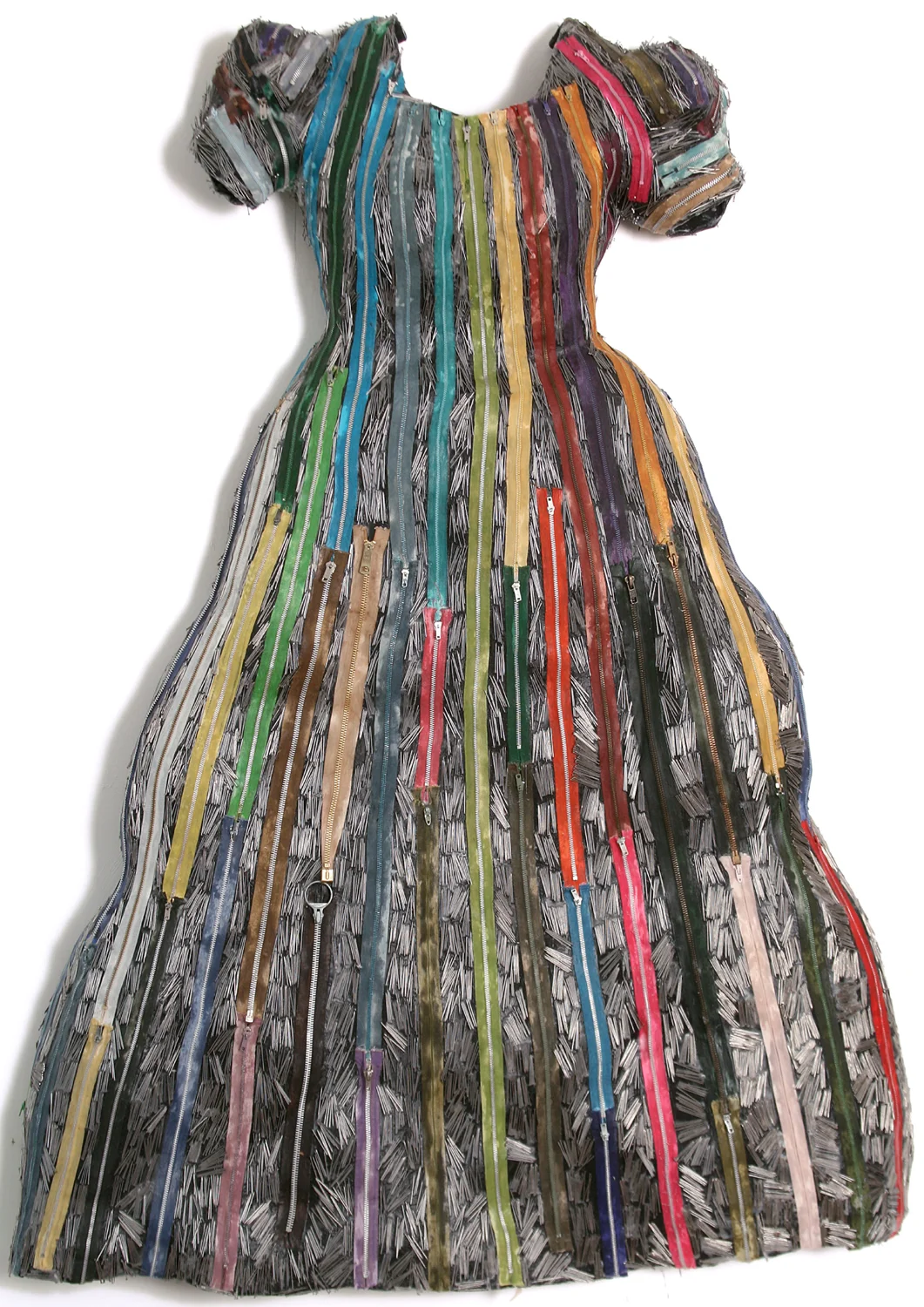 Zippers & Pins, 2009, mixed media with encaustic, 54 x 37 x 4 inches, photo by Michael Karibian