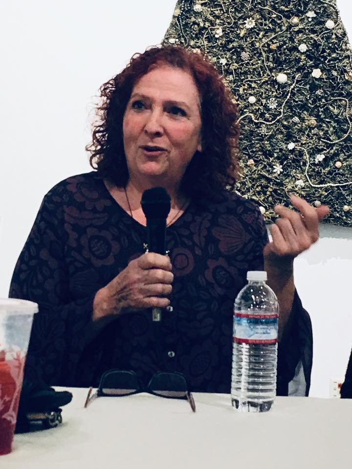 The artist during the panel discussion.