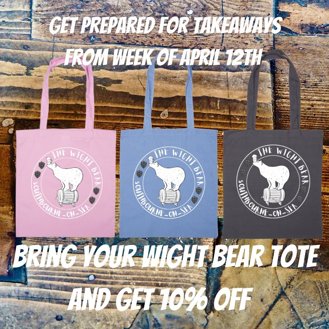 Good Saturday to you all, just over a week left to pre order The Wight Bear Tote as we count down the days and prepare to be allowed to sell take aways again.....

10% off all takeaways in the first week (April 12th) when you collect in your Wight Be