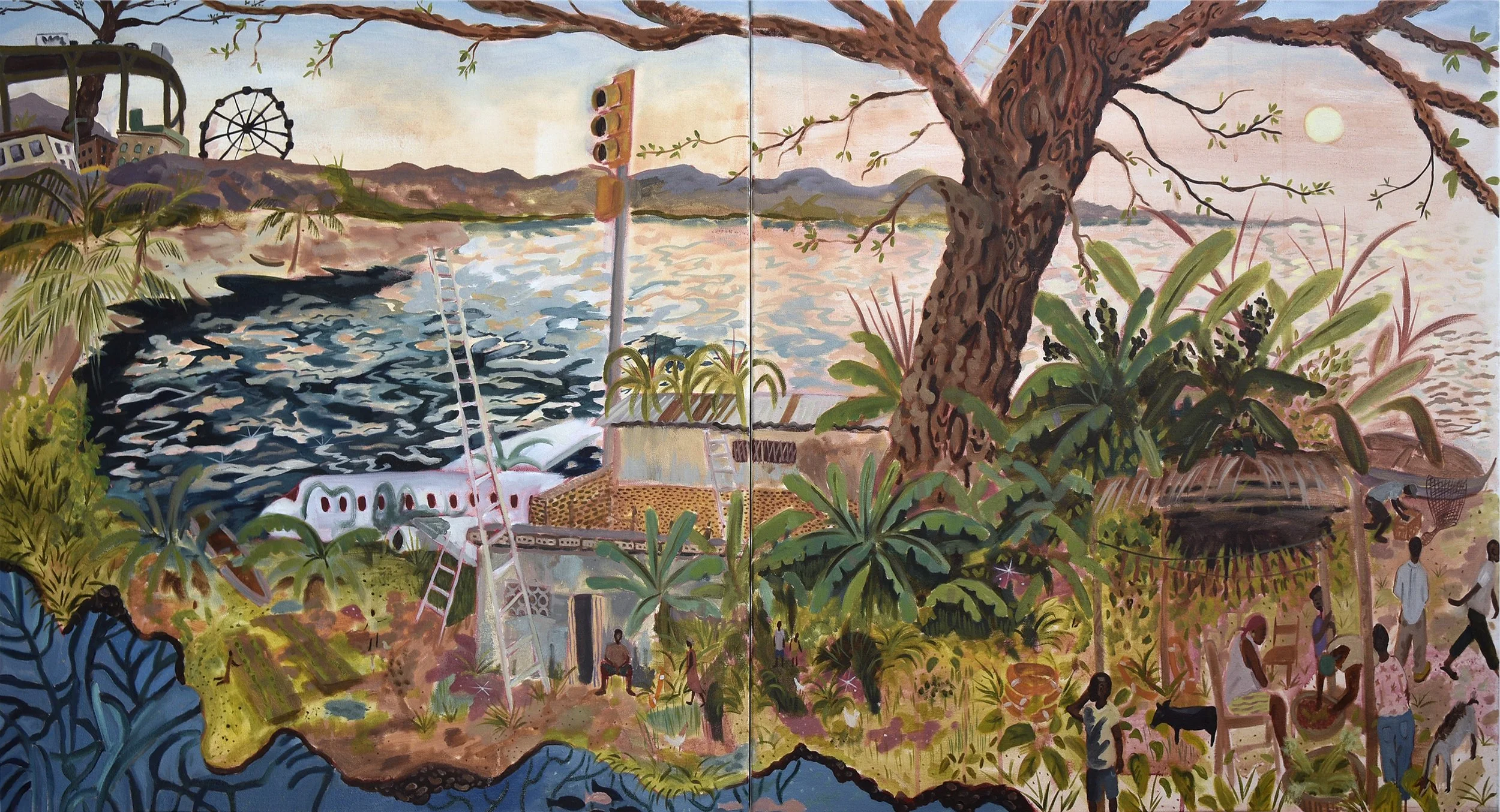    A Profound Way Home  , 2025, oil on canvas, 36 × 72 inches (diptych) 