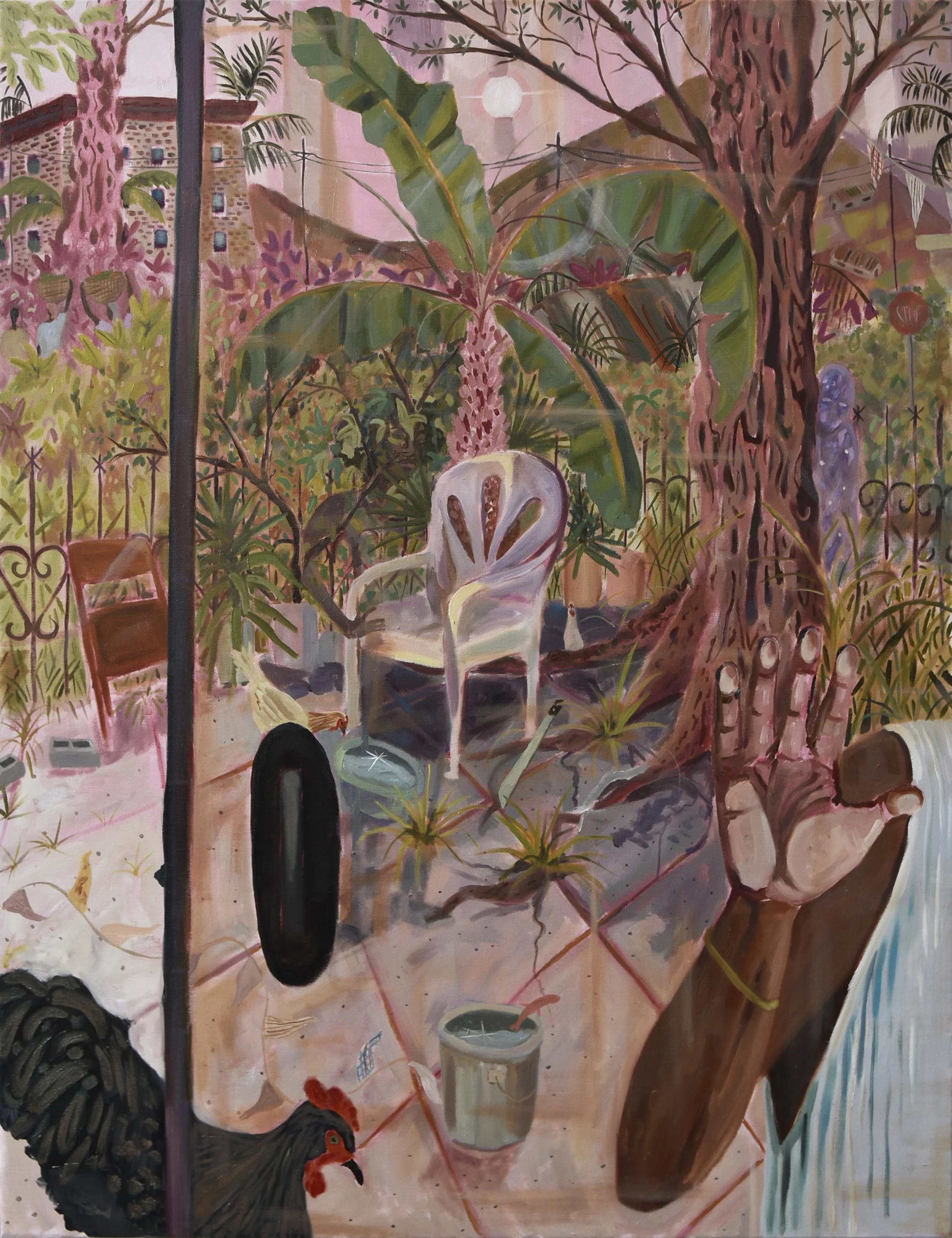    Chèz Grann Mwen An (My Grandmother’s Chair)   ,  2025, oil on canvas, 28 x 38 inches 