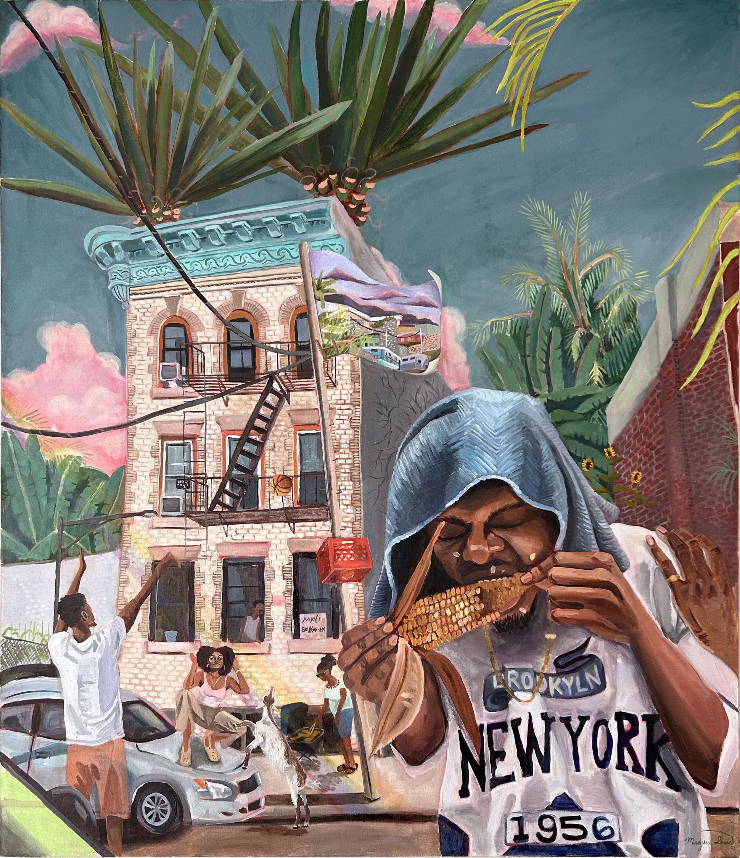   The Block is Hot  , 2022, oil on canvas , 40 x 46 inches 