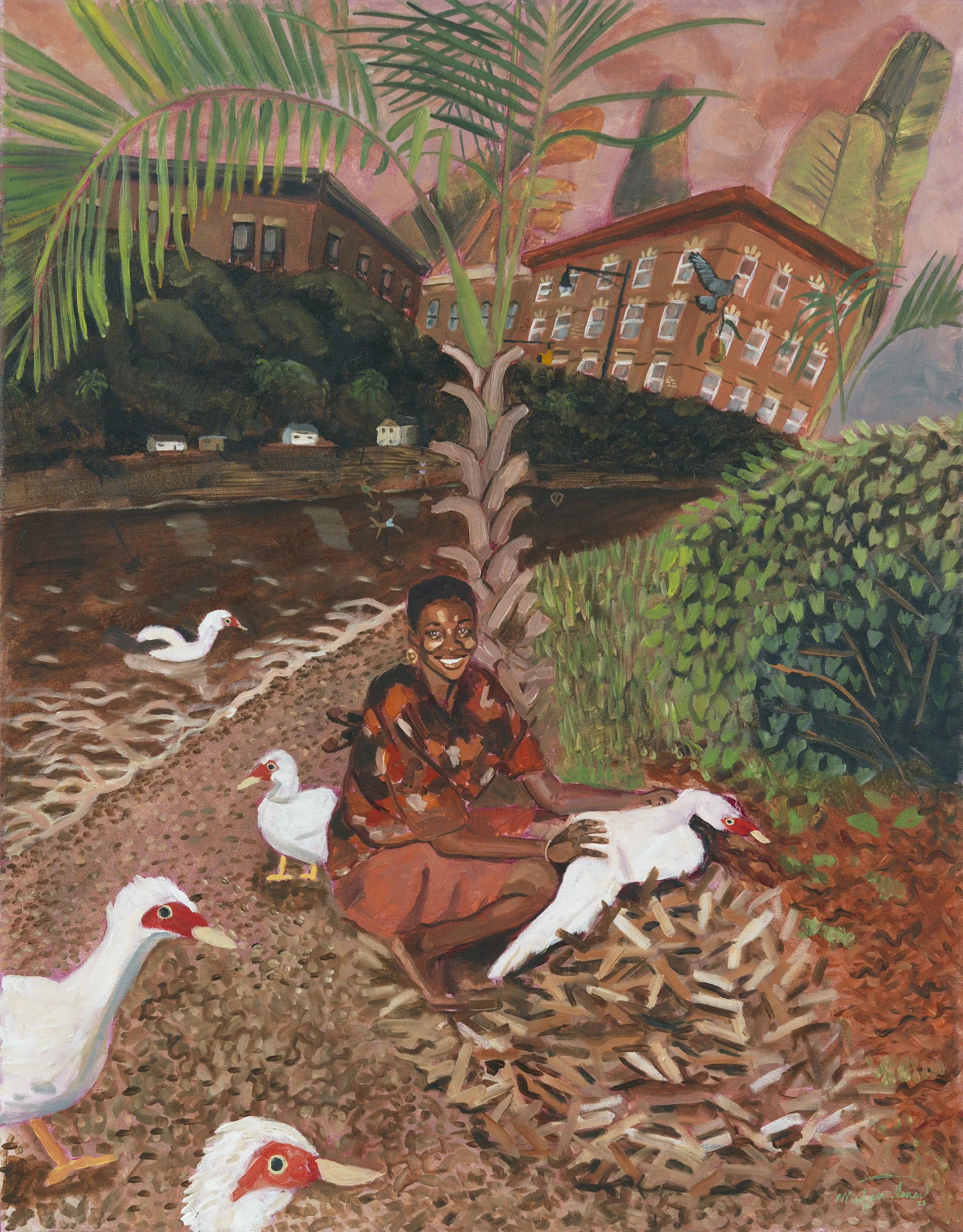    manman a la mòd, pran plezi (Mom in Fashion, Having Fun  , 2022, oil on canvas, 40 x 32 inches   *in private collection*  