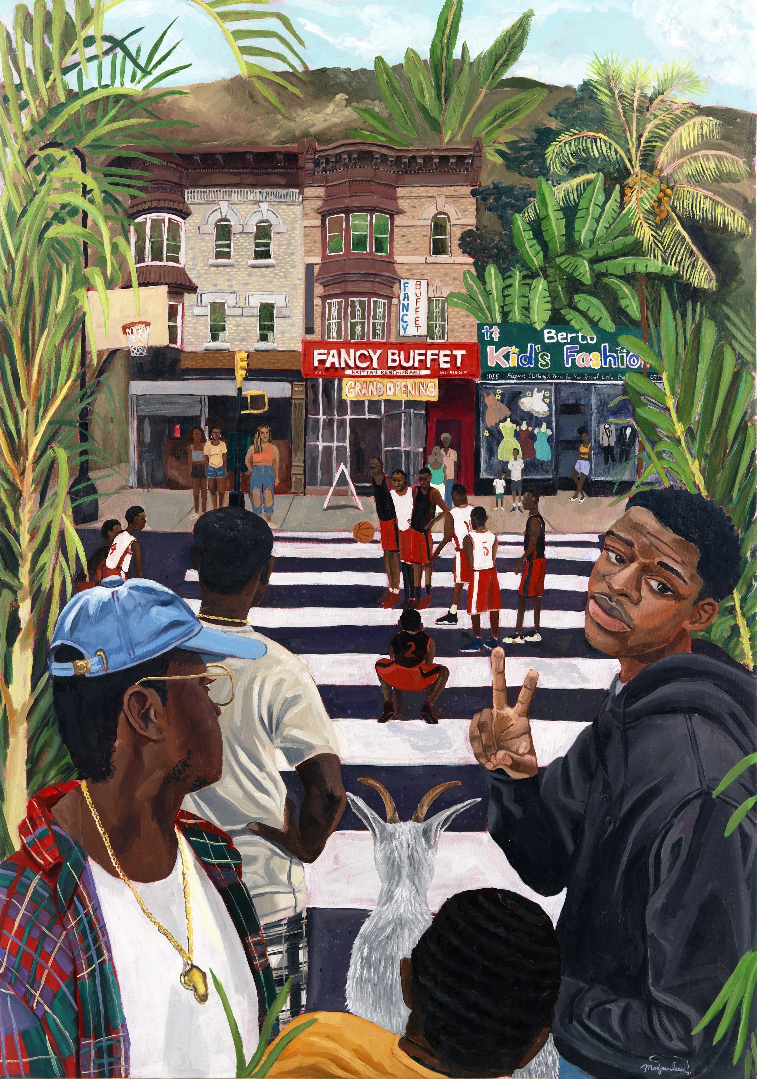    Meet Us at Flatbush and Beverly  , 2021, oil on canvas, 40 x 57 inches   *in private collection*  