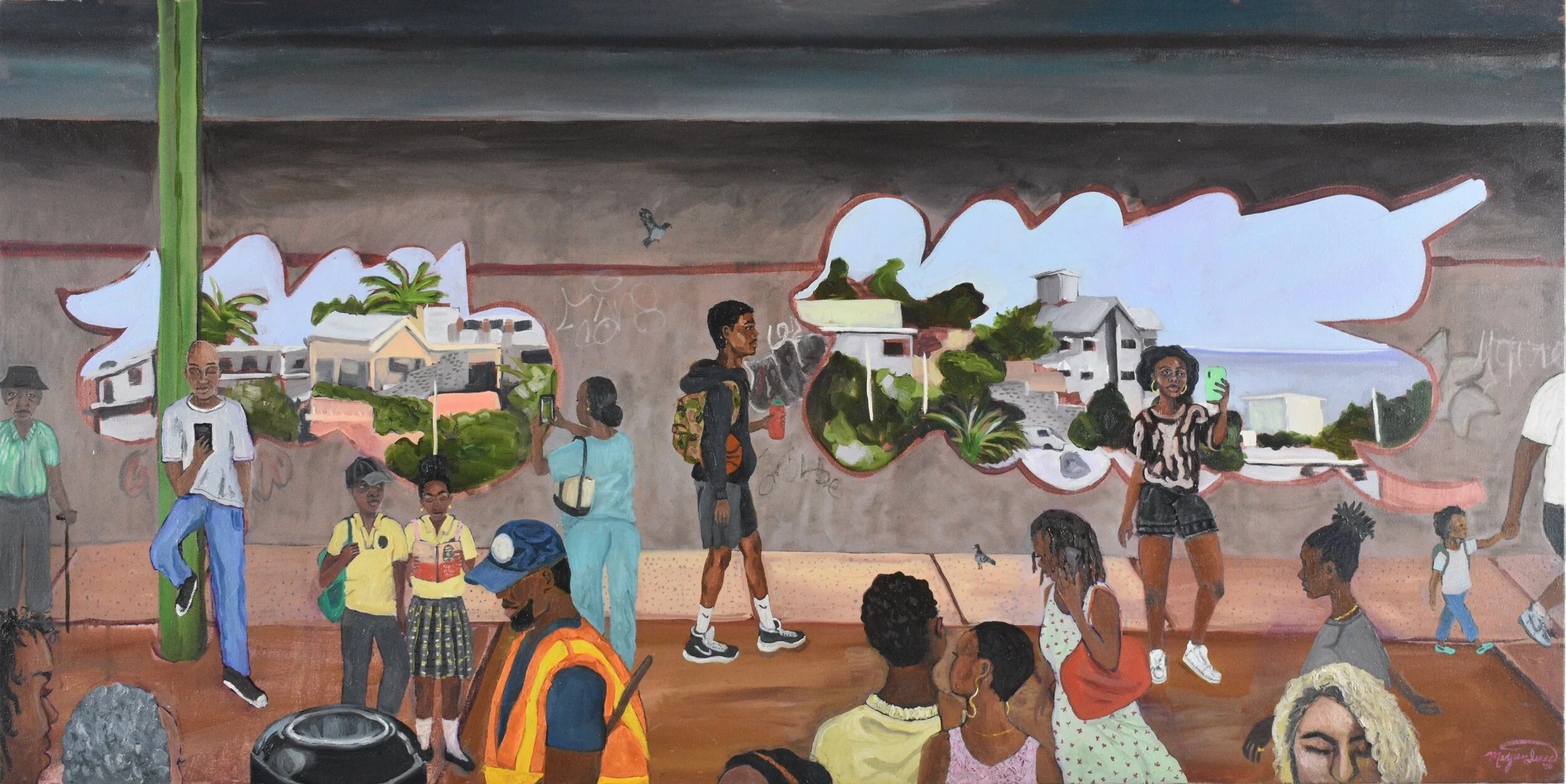    On the Platform (Prospect Park Ave)  , 2020, oil on canvas, 20 x 36 inches   *in private collection * 