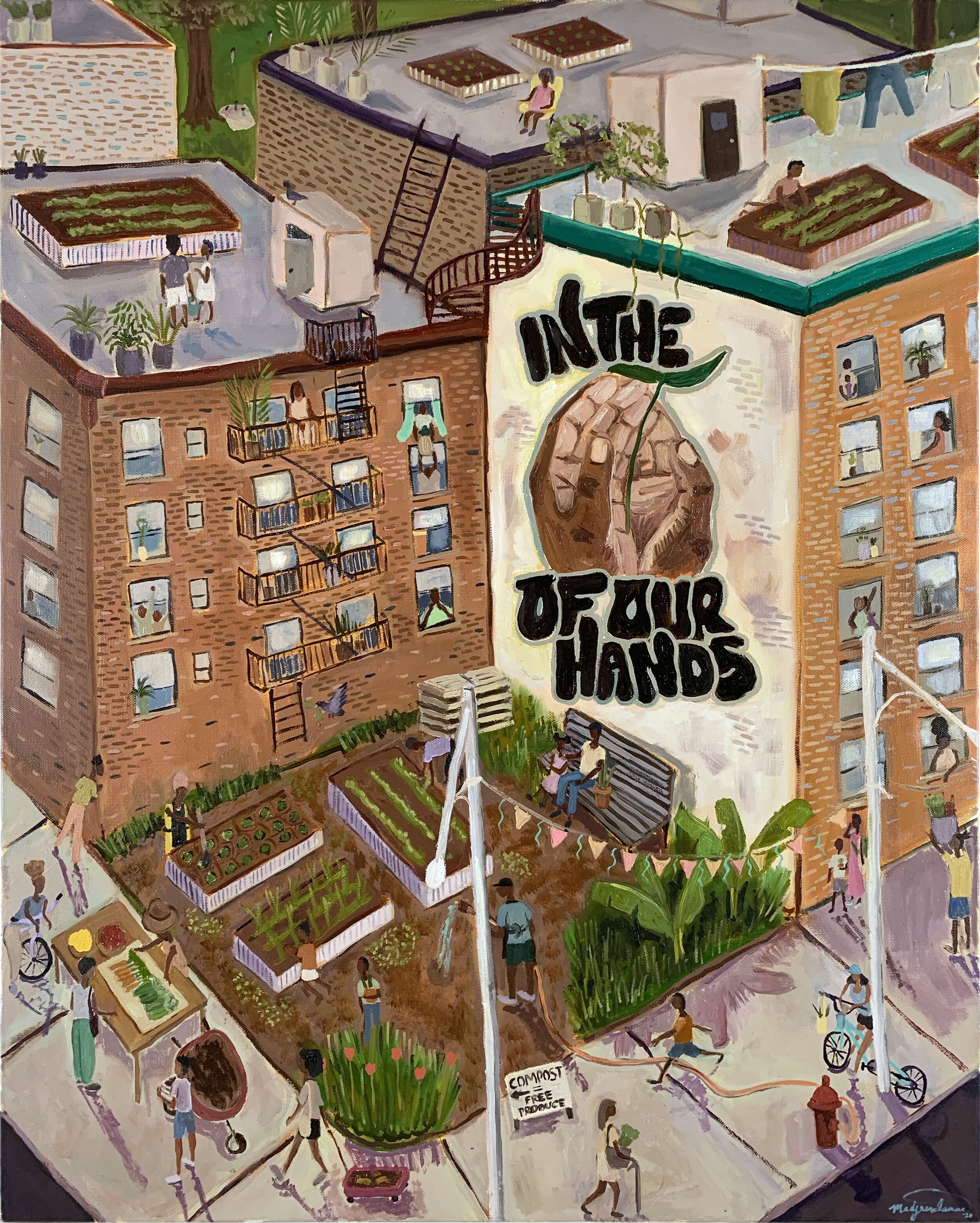    In the Palm of Our Hands,   2020, oil on canvas, 24 x 36 inches  commissioned by c40 