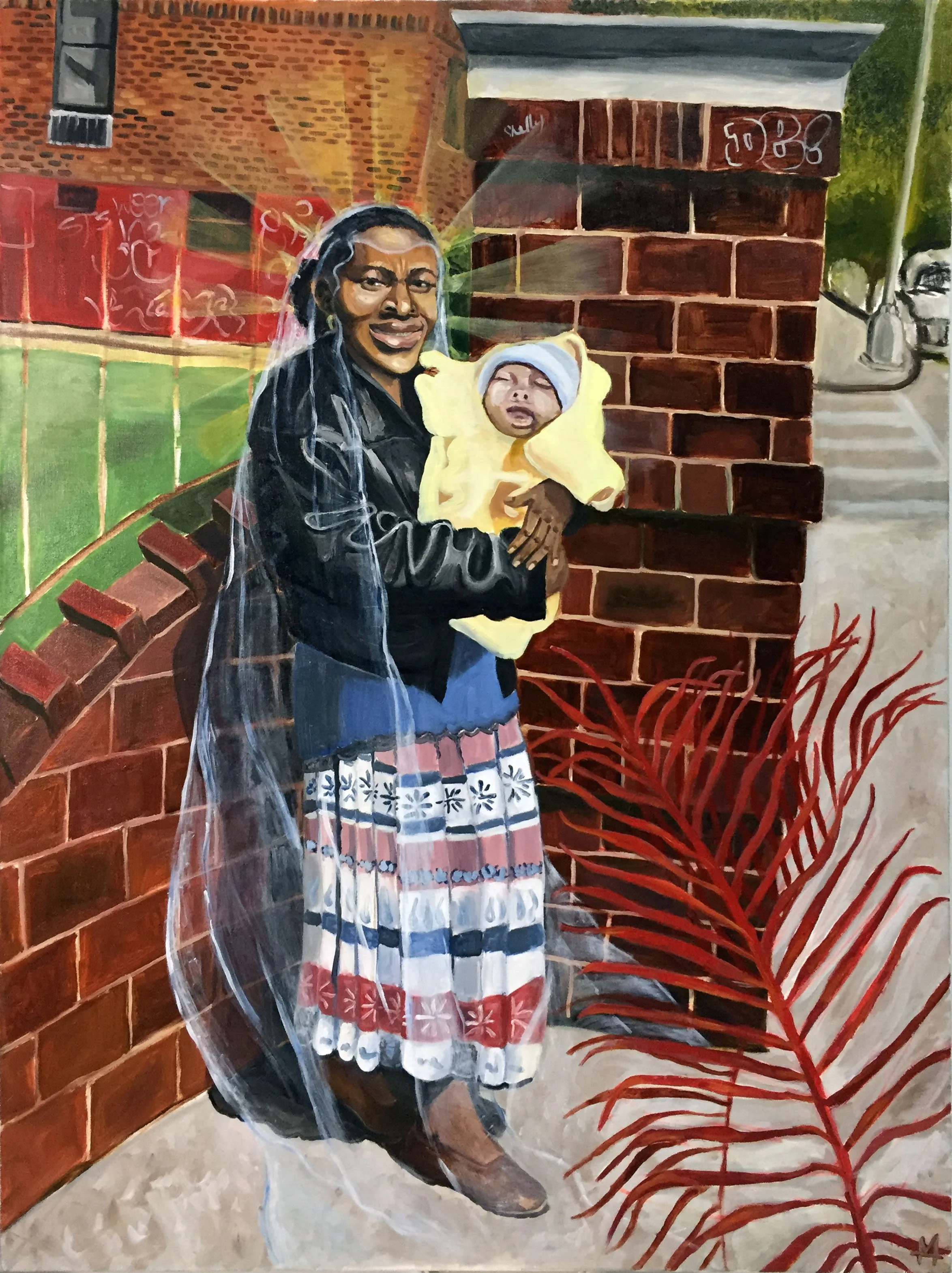    Mother &amp; Child in Brooklyn  , 2019, oil on canvas, 36 × 48 inches 