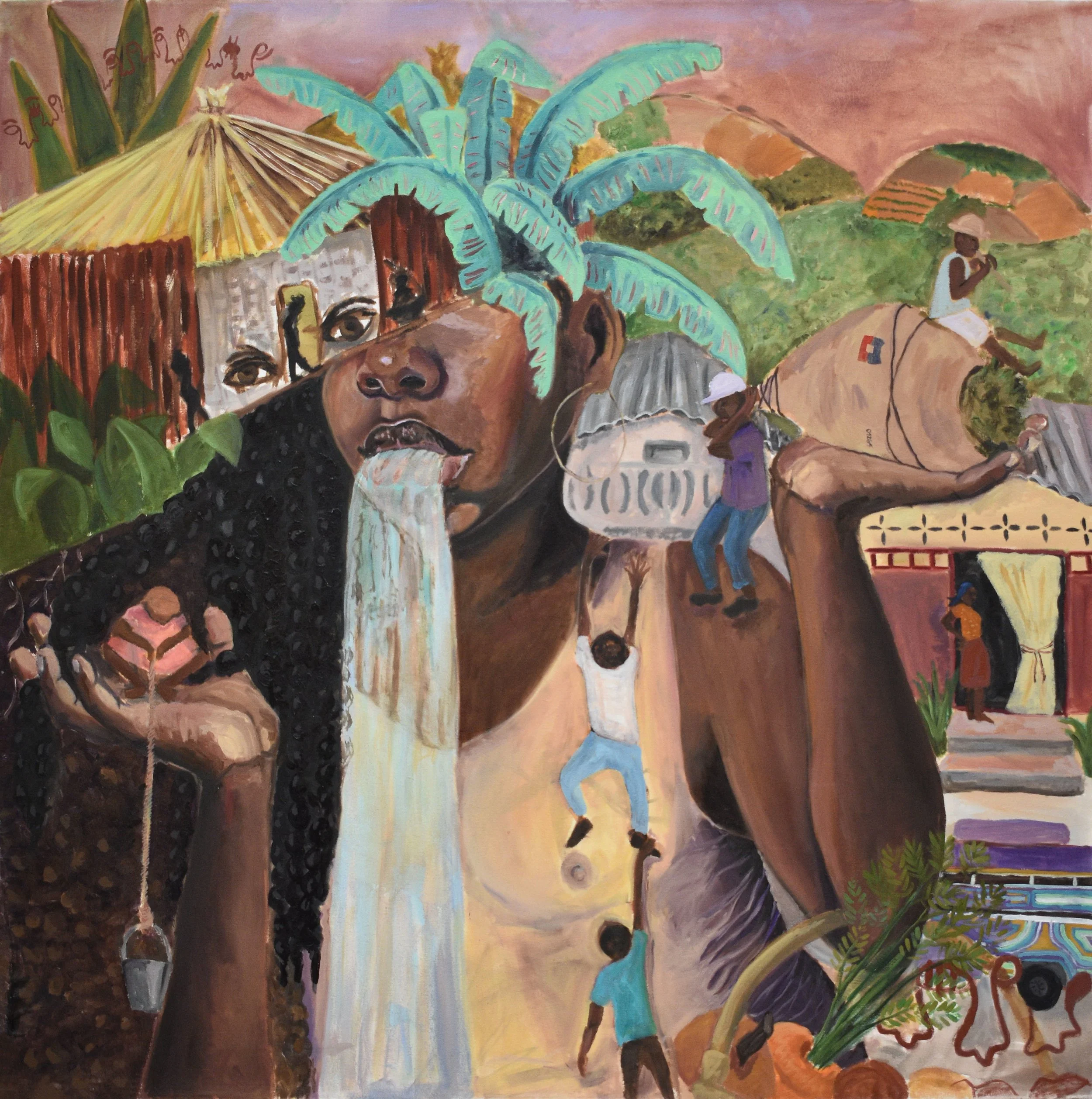    Helping Hands,   2017, oil on canvas, 48 × 48 inches 