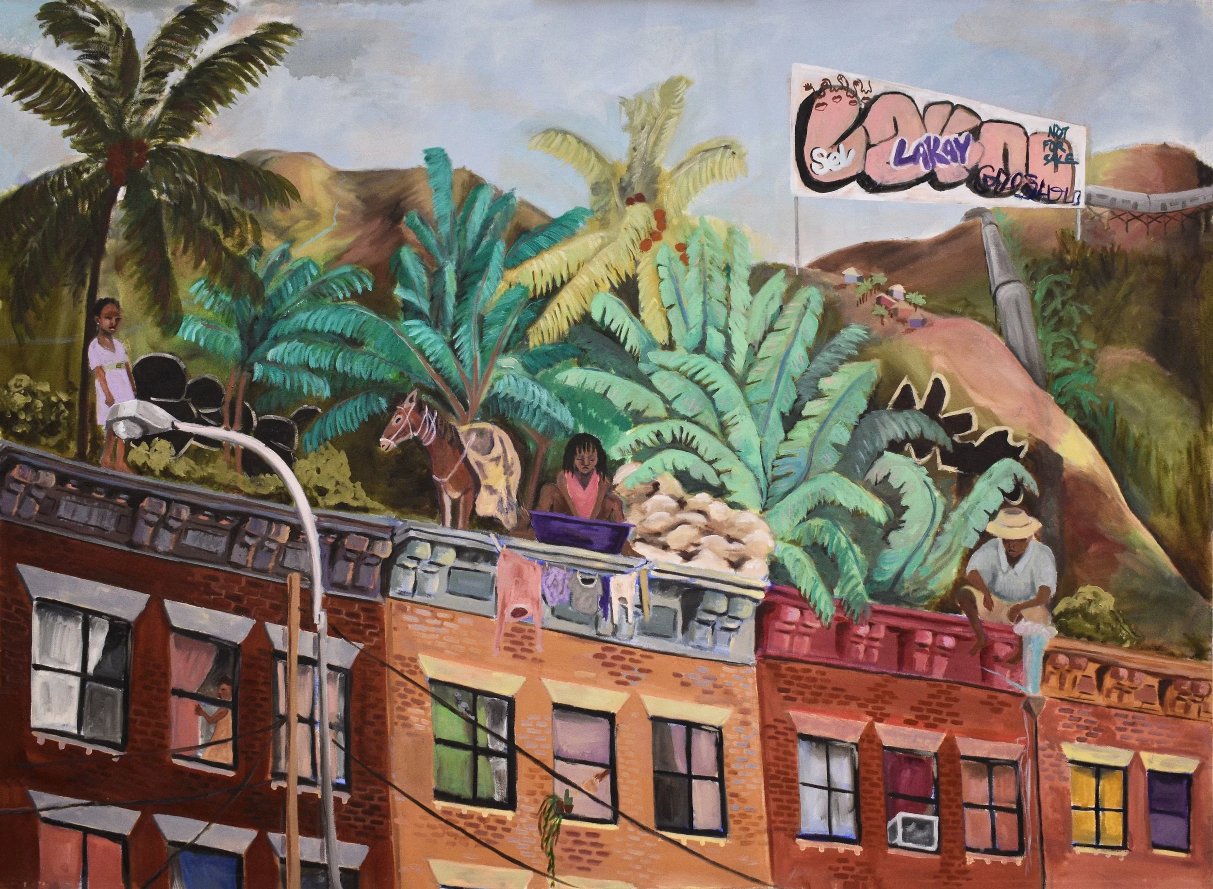    Lakou/Lakay,   2017, oil on canvas, 50 x 60 inches  