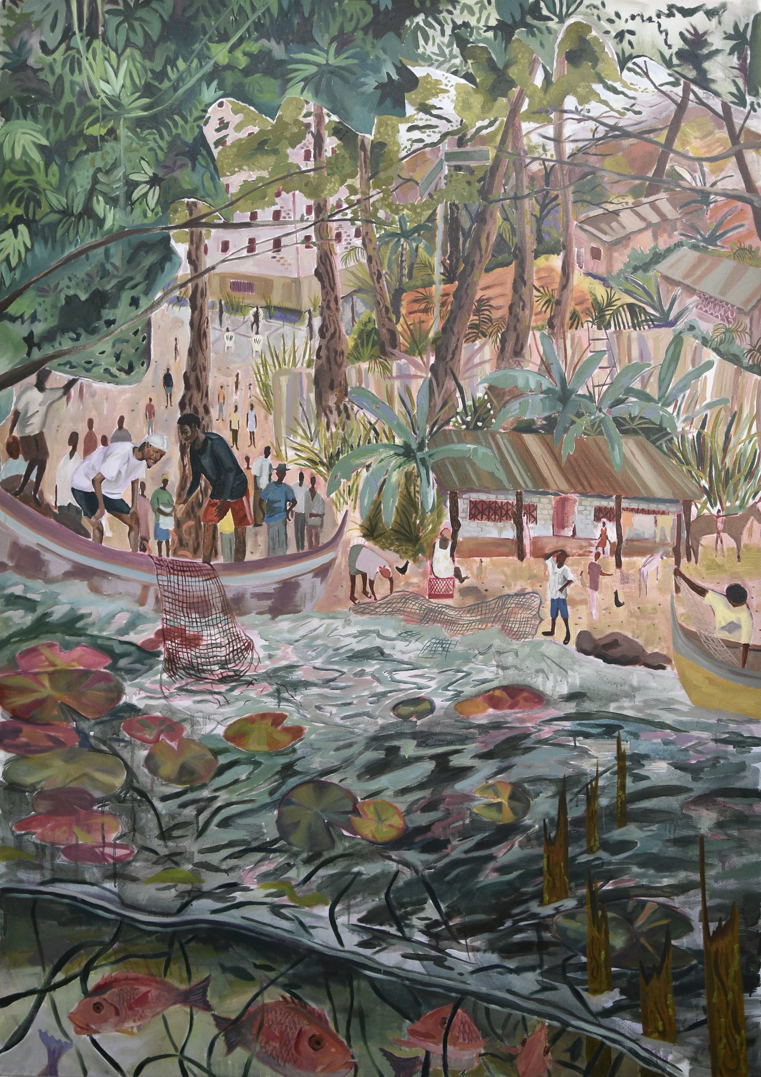    Fisherman’s Grove  , 2025, oil on canvas, 44 × 60 inches 