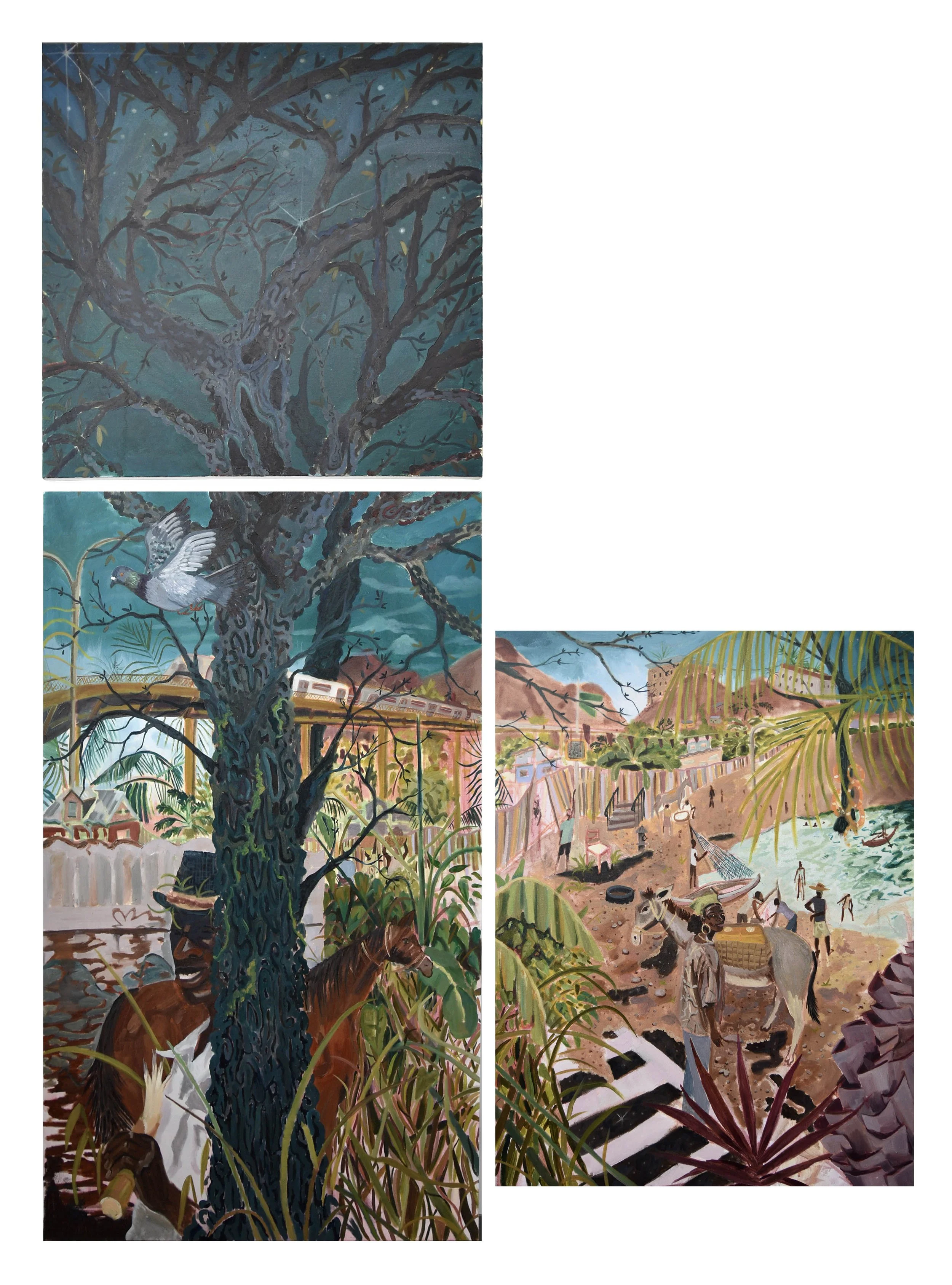    Untitled  , 2025, oil on canvas, dimensions variable (triptych) 