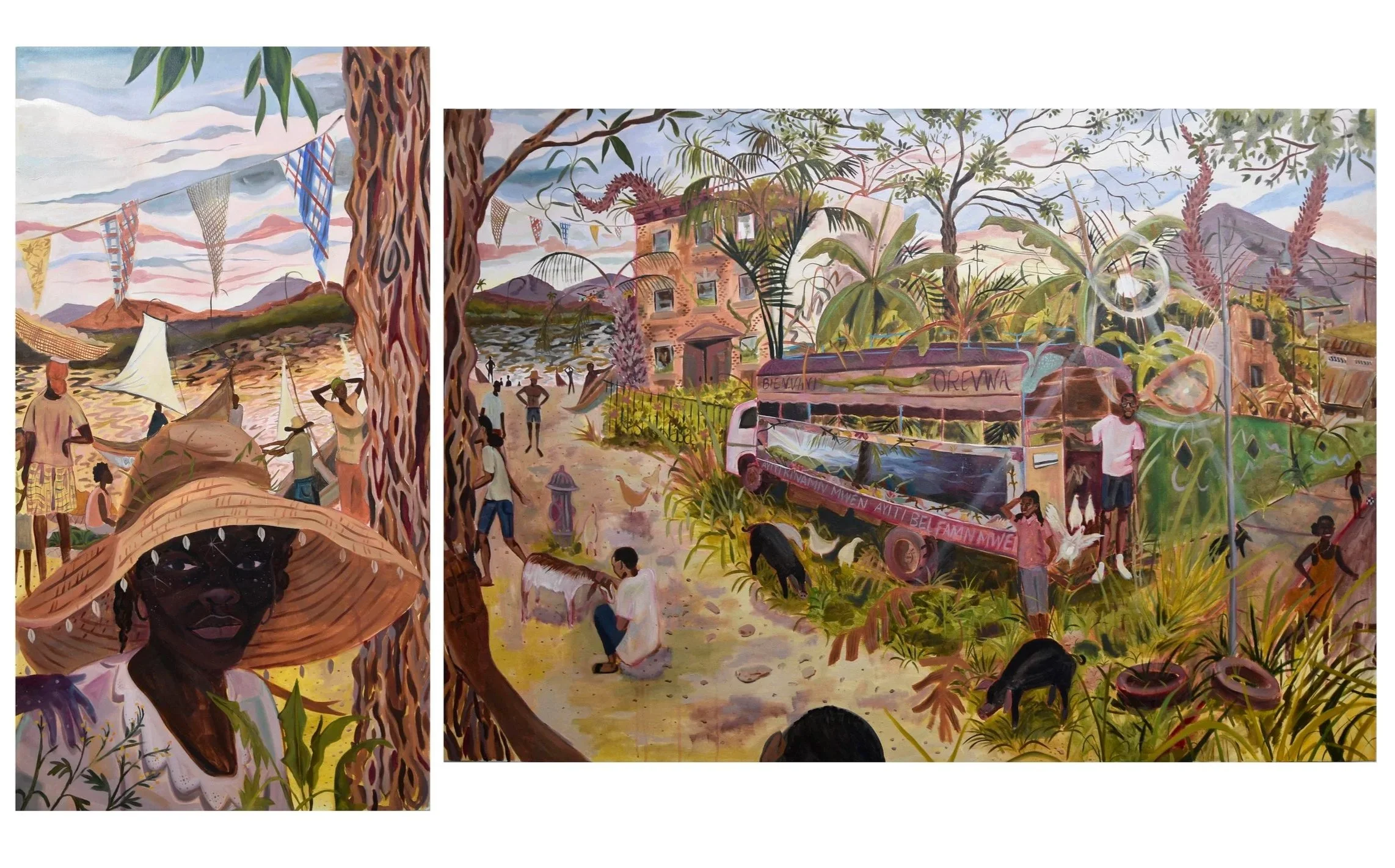    Pierced Heart, Fierce Return  , 2025, oil on canvas, 29 x 54 inches / 45.5 x 65inches (diptych) 