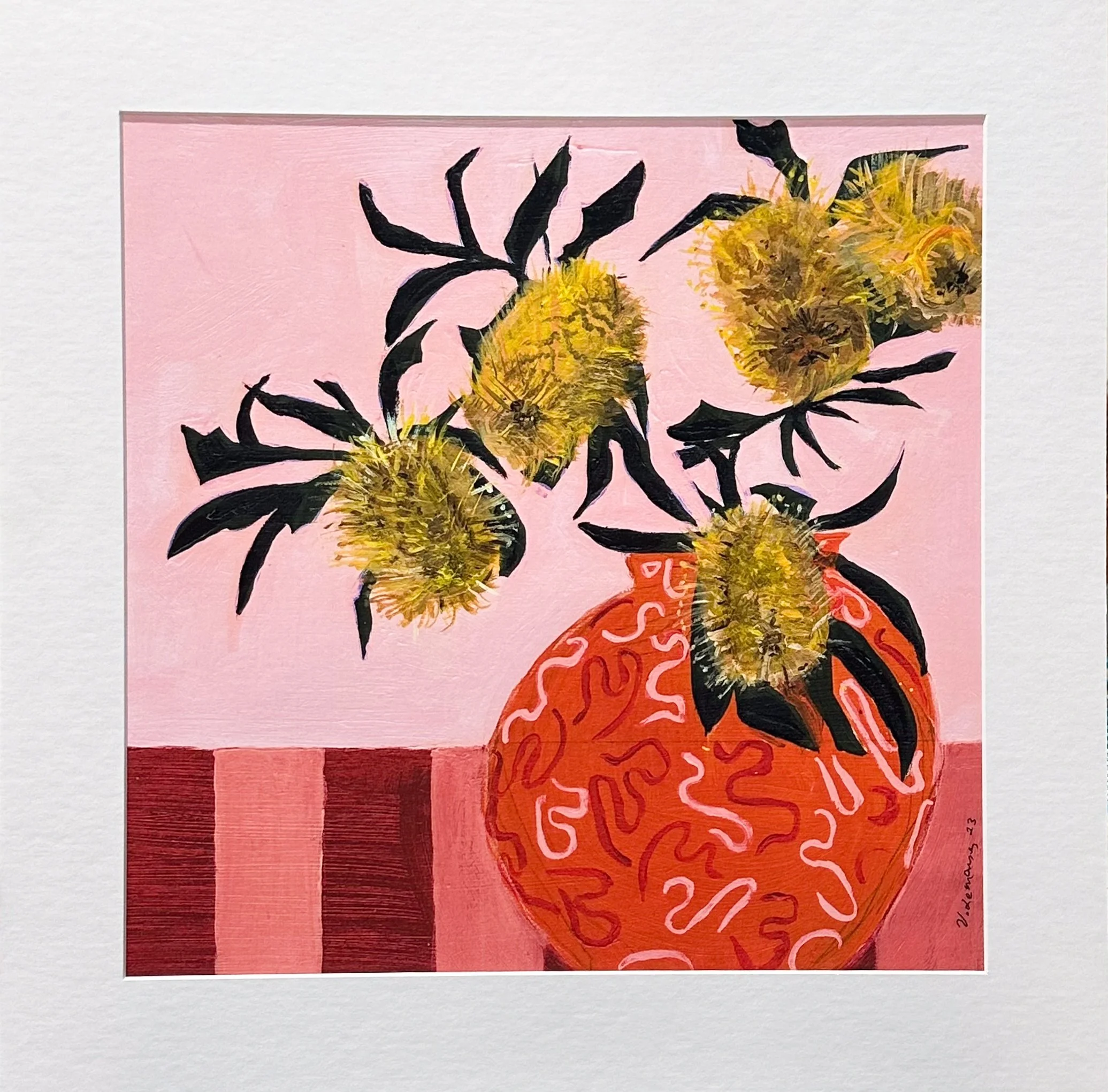 Scribbly Gum Vase with Banksia