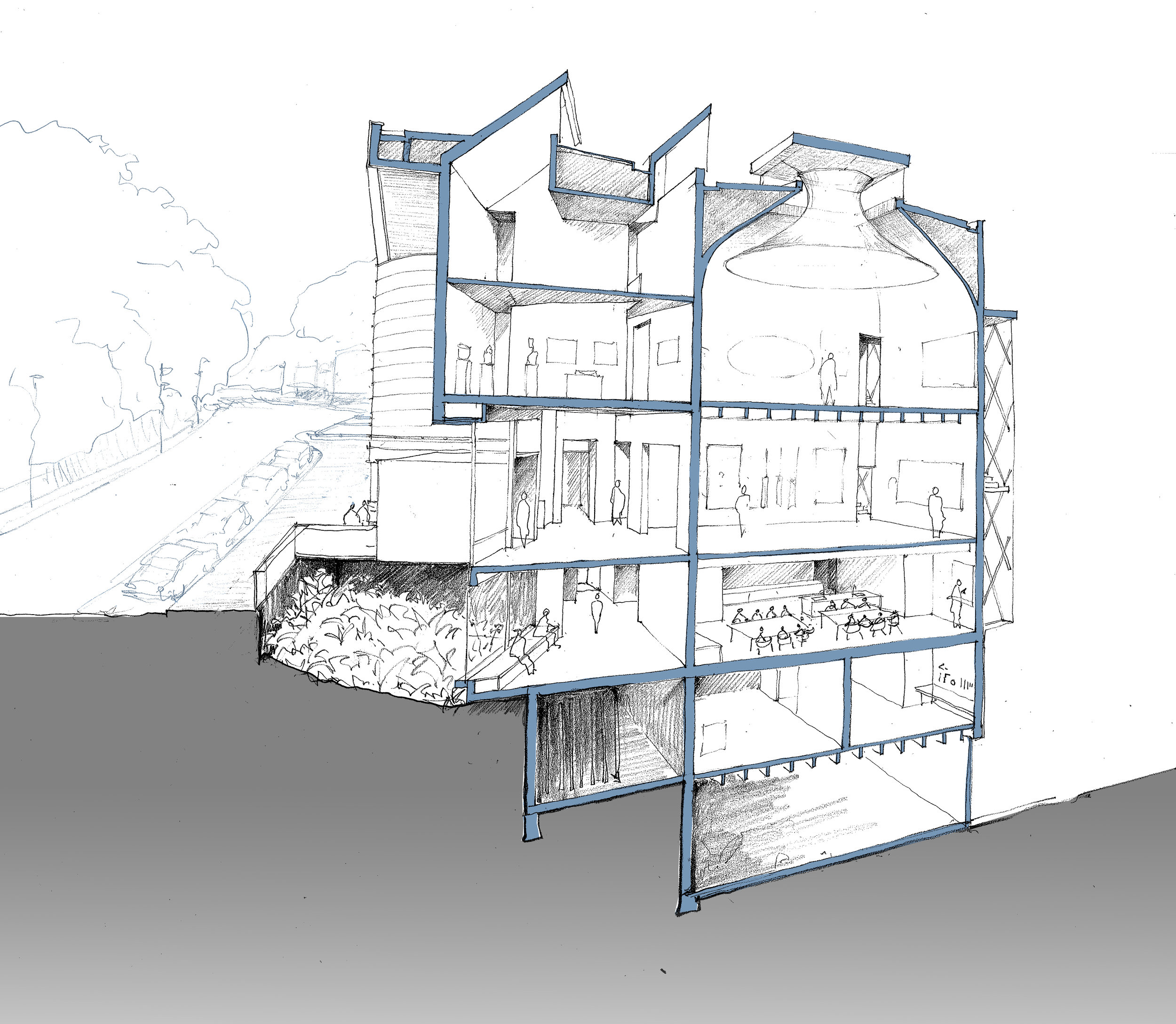 Perspective Section looking east towards lopdell house.jpg