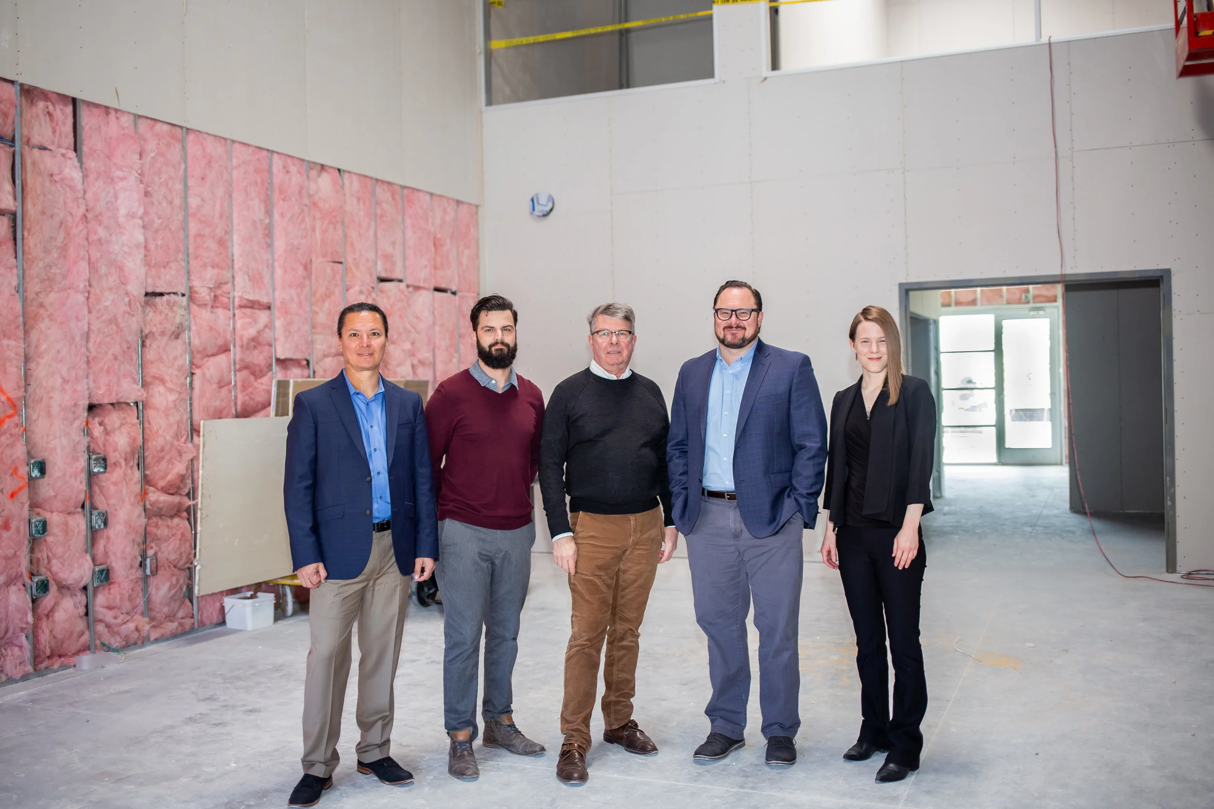 The Babson Diagnostics team in their new office space during constructions.