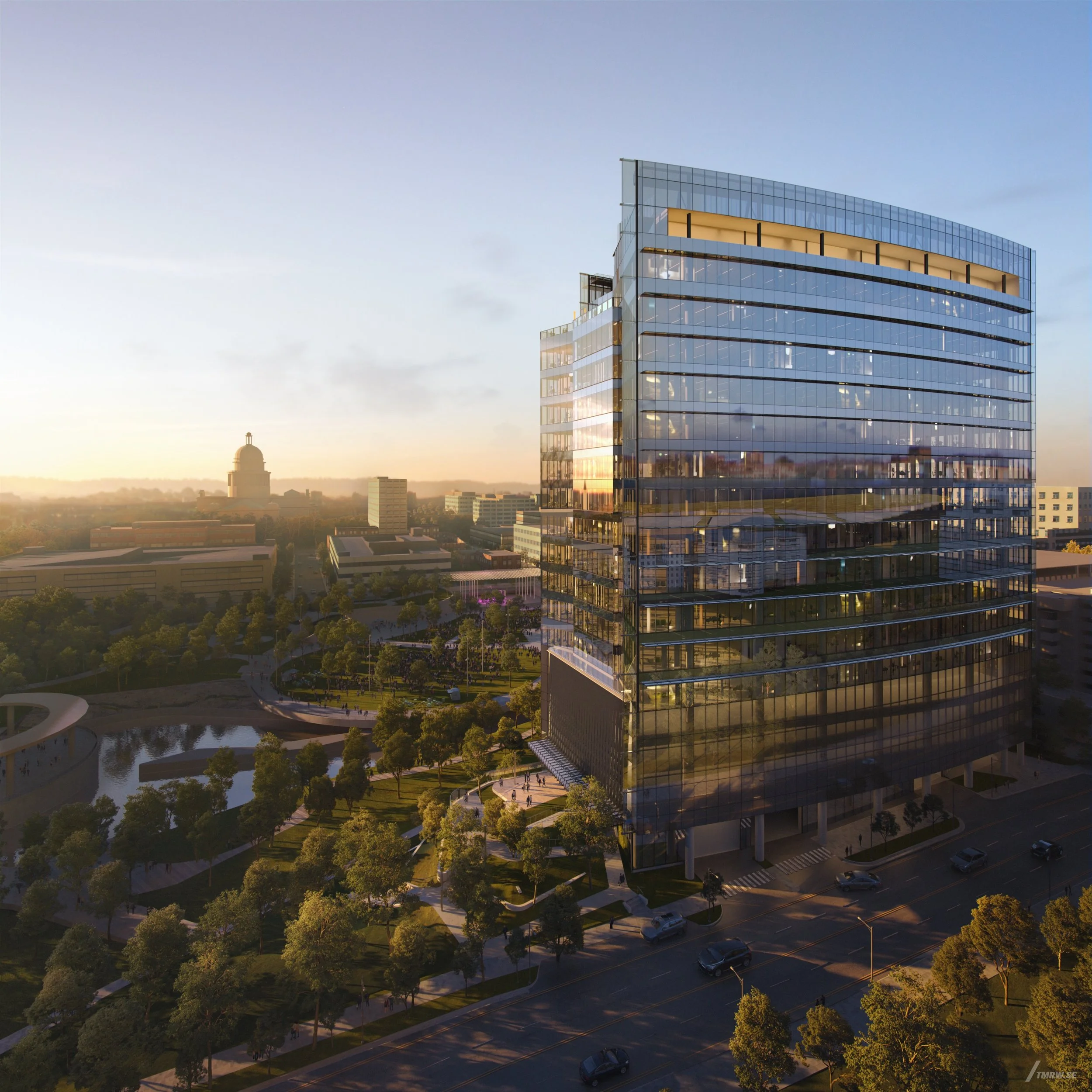 Photo rendering of the forthcoming office building on a site near the former University Medical Center Brackenridge