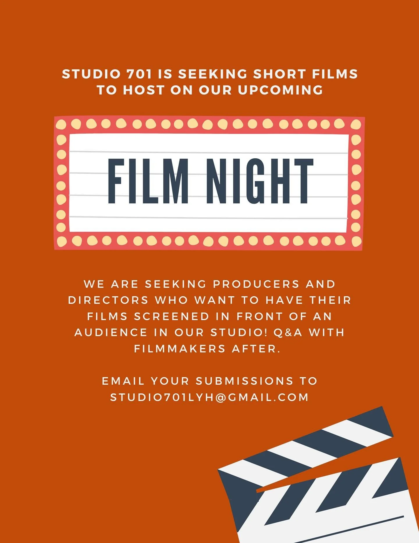 Lynchburg Friends! We are looking for short films to show in our studio on August 20th at 6PM! Email or DM us to submit. Completely free event!! 

#studio701 #studiophotography&nbsp;#photographystudio&nbsp;#lynchburgva
#lynchburgphotography&nbsp;#lyn