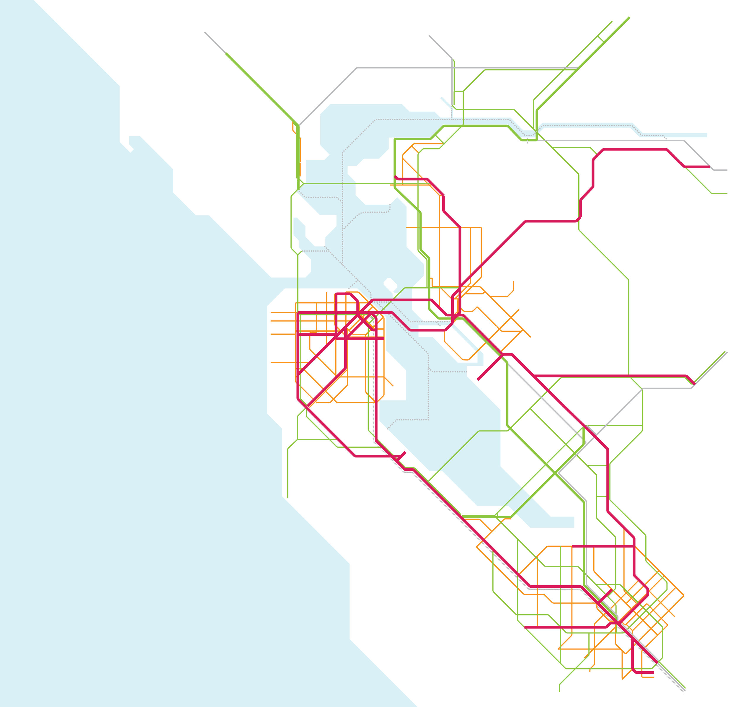 Introduce a regional express bus network; upgrade service on commuter rail lines to create a regional express rail network;