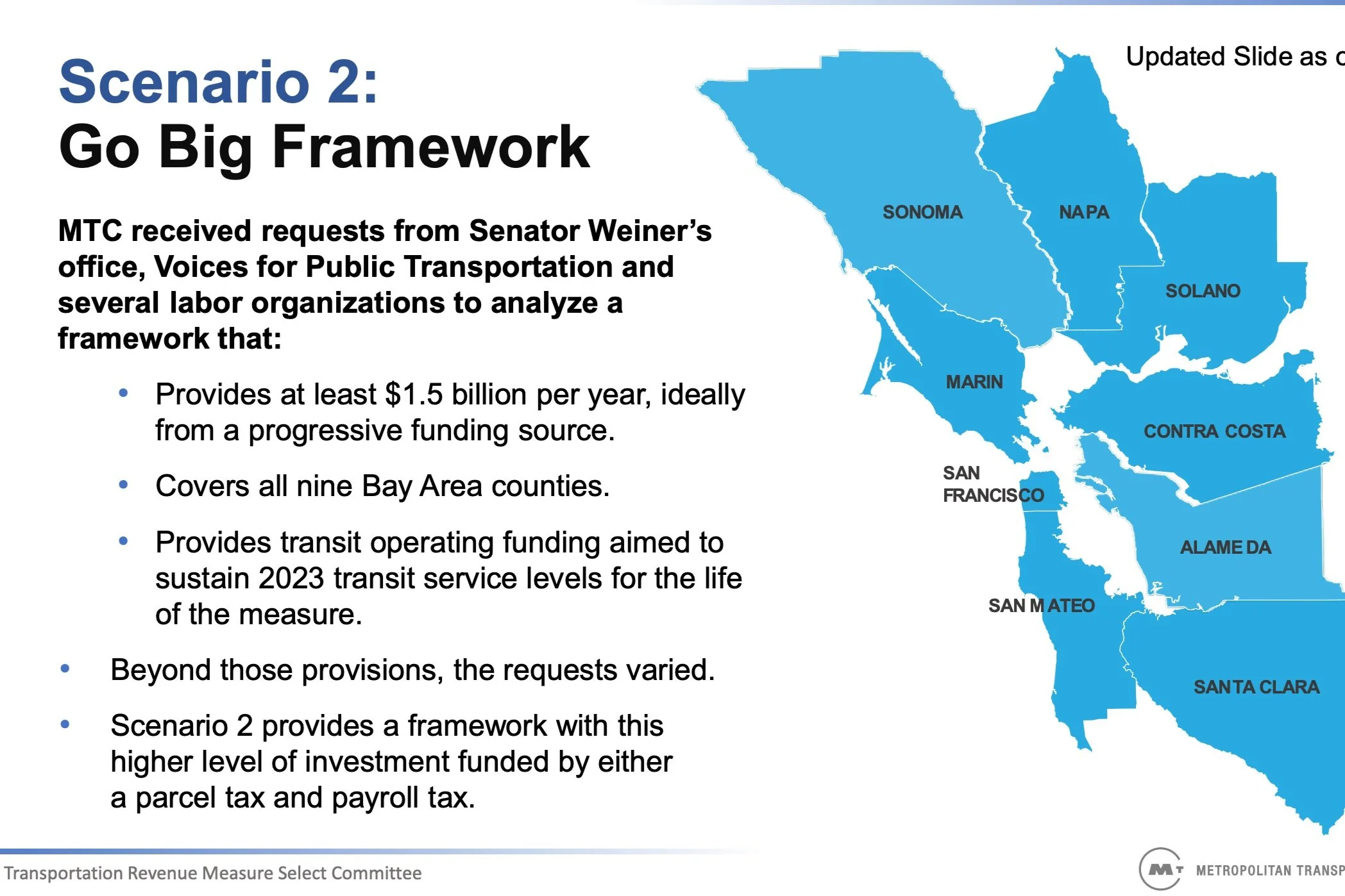 Monday: Select Committee discusses transit scenarios for path to decline or thrive