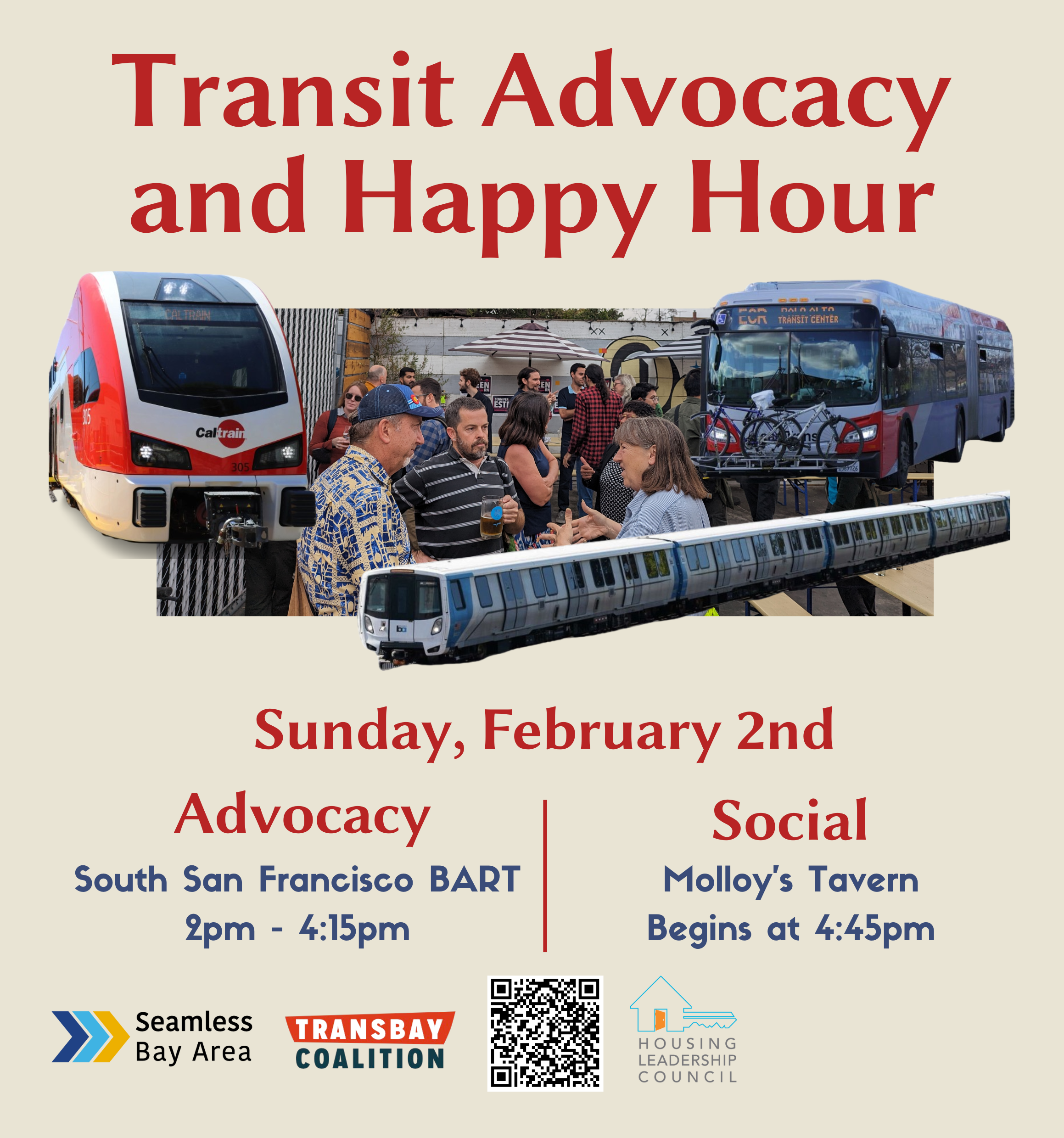 Transit Advocacy and Happy Hour in South San Francisco!