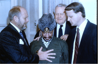 Dave, Dad, and me praying Chairman Arafat for Yasser Arafat