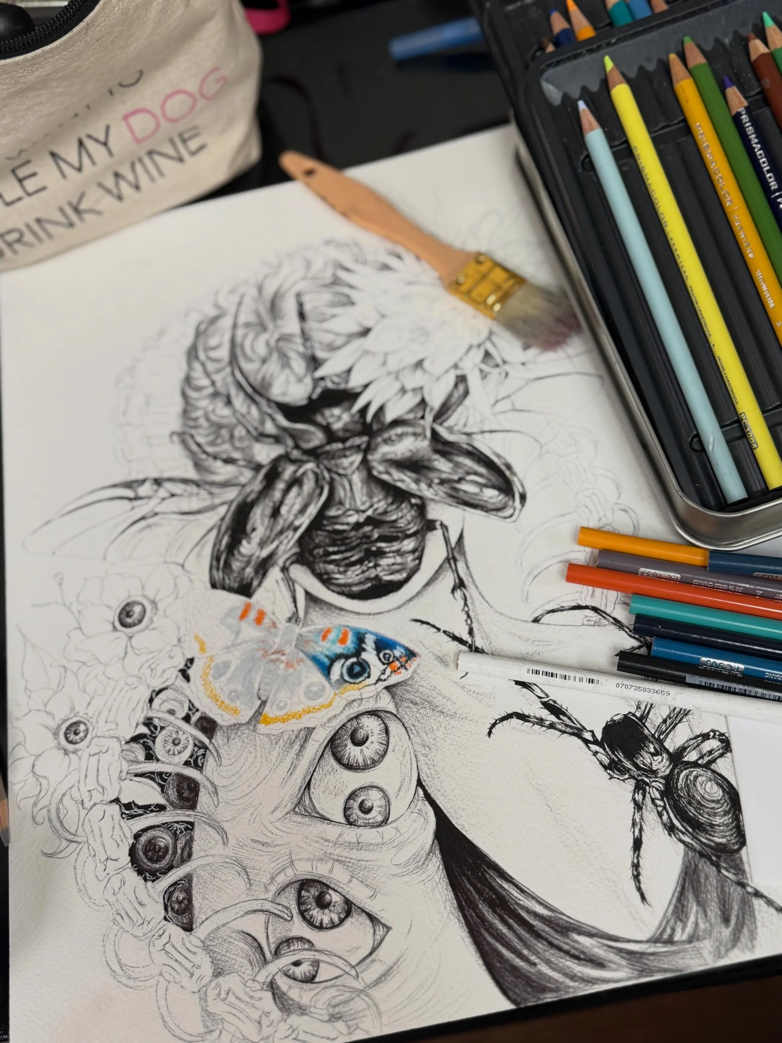 #coloredpencildrawing #inkdrawings #creepyart
