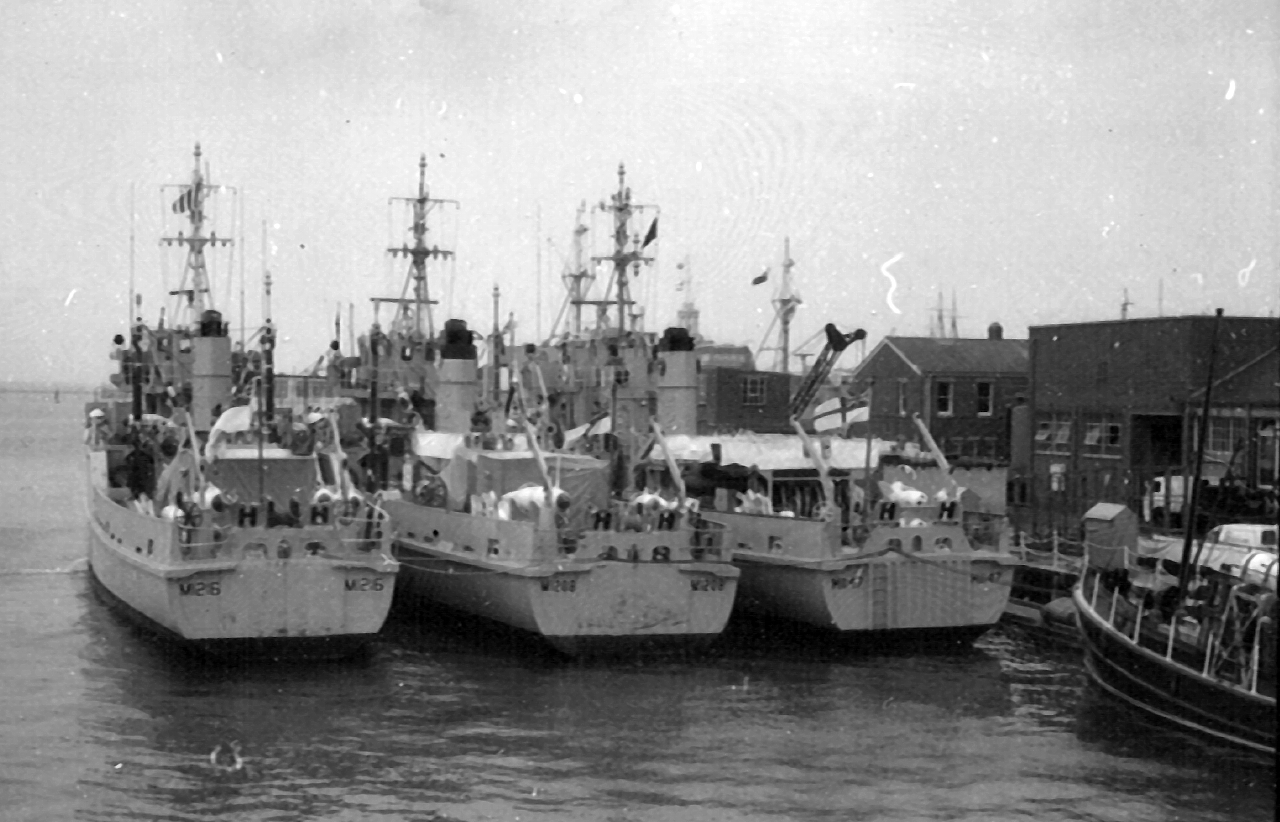 MCMVs on Maintenance Jetty at HMS VERNON In 1974