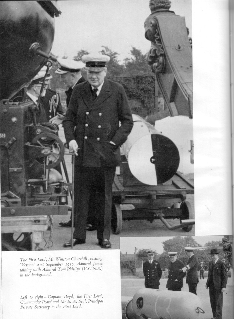 Churchill visiting HMS VERNON in September 1939