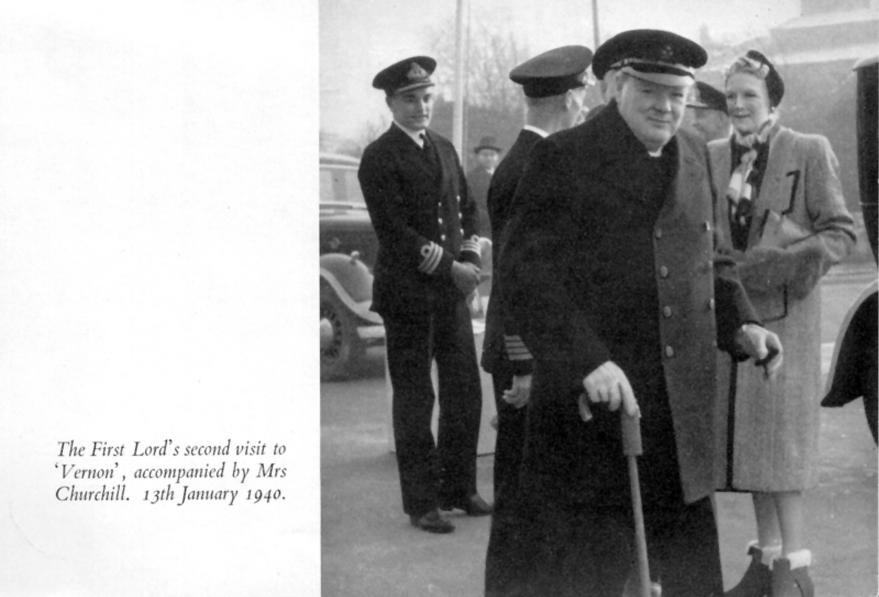 Churchill's second visit to HMS VERNON in January 1940