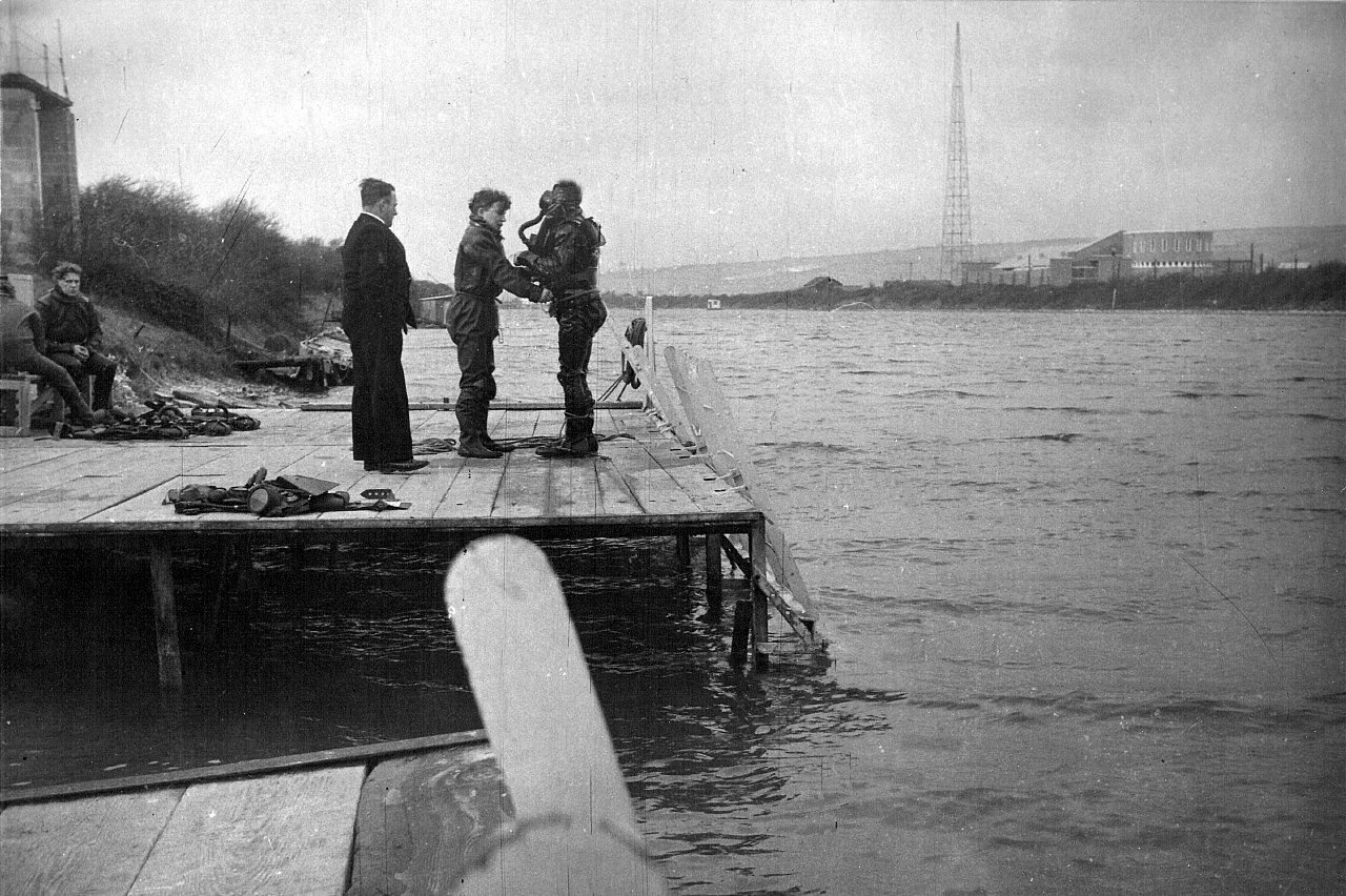Diving training at Horsea Lake in the 1960s