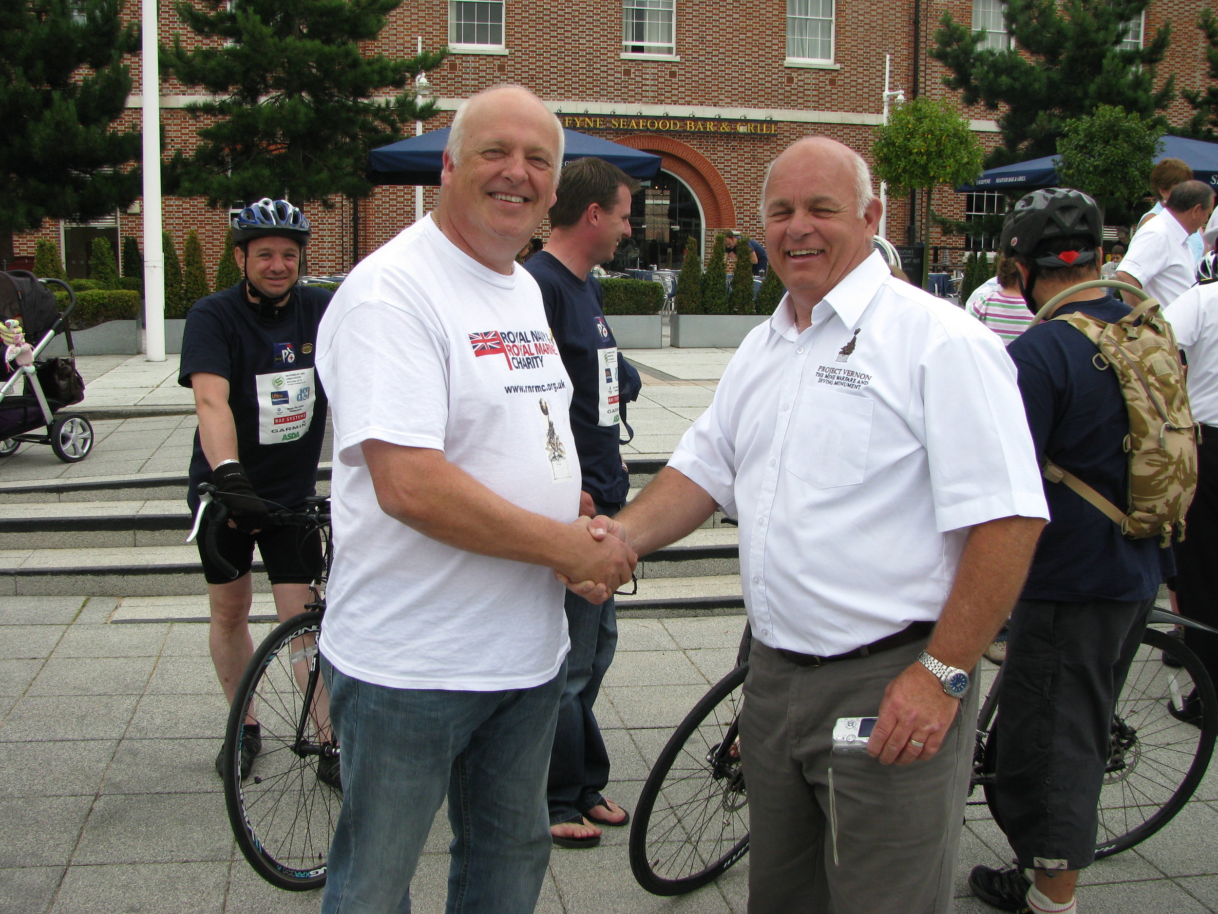 27 July 2011 MW Charity Riders arrive at Gunwharf Quays 012.jpg