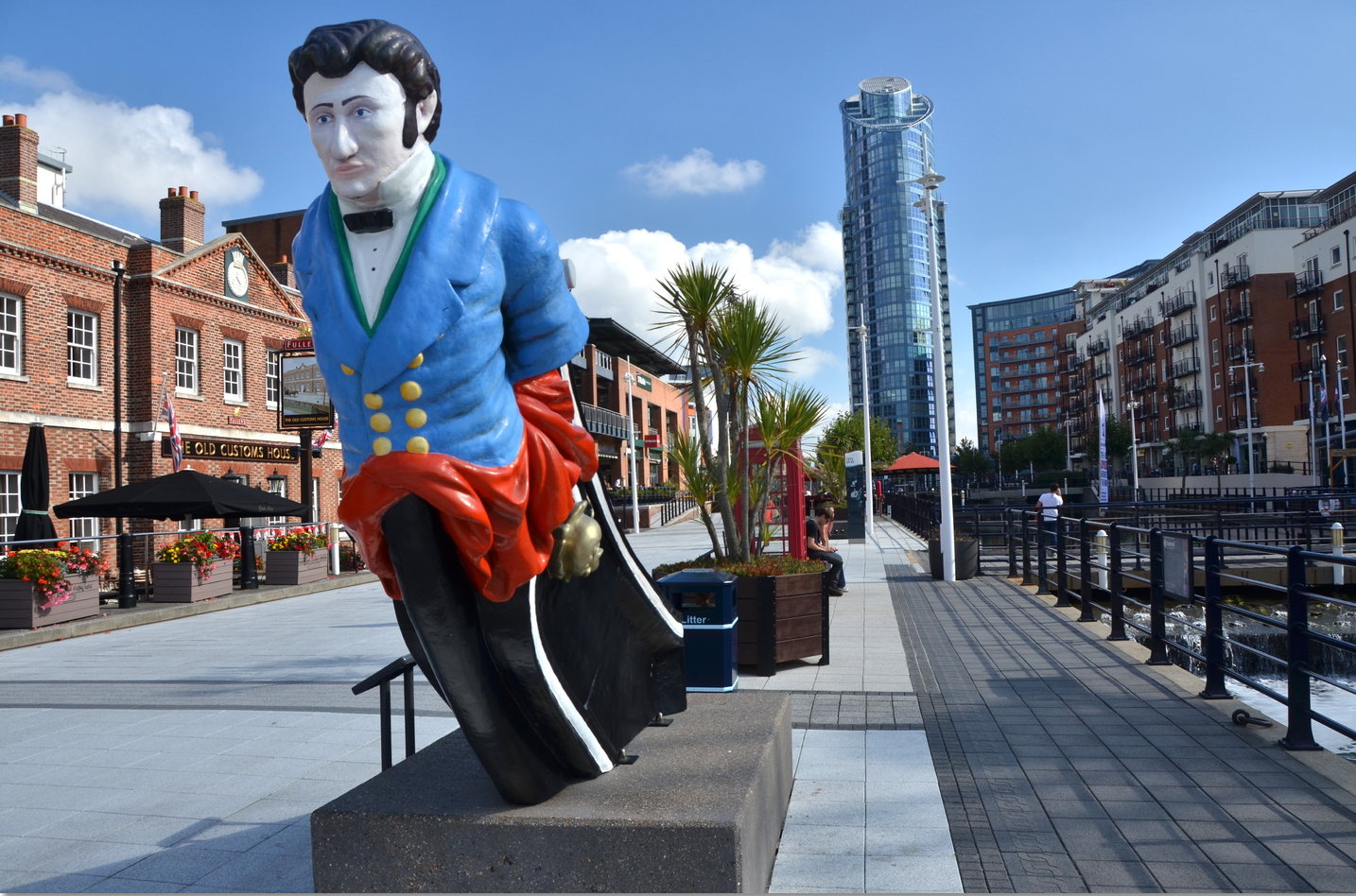 Figurehead depicting the Hon George Vernon from the fourth HMS Vernon, at Gunwharf Quays (formerly HMS VERNON)