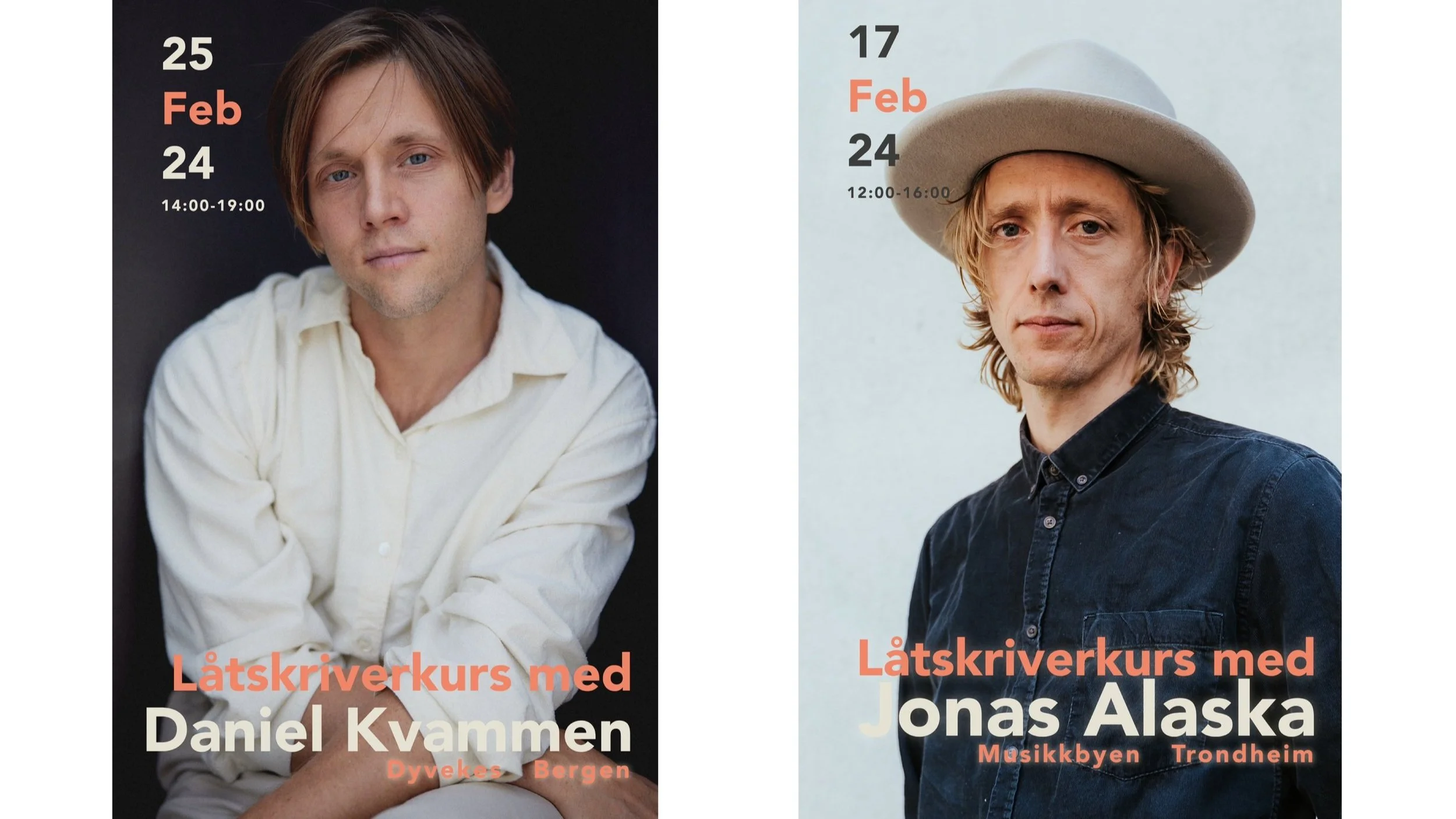 Låtskriverkurs med Jonas Alaska i Trondheim og Daniel Kvammen i Bergen