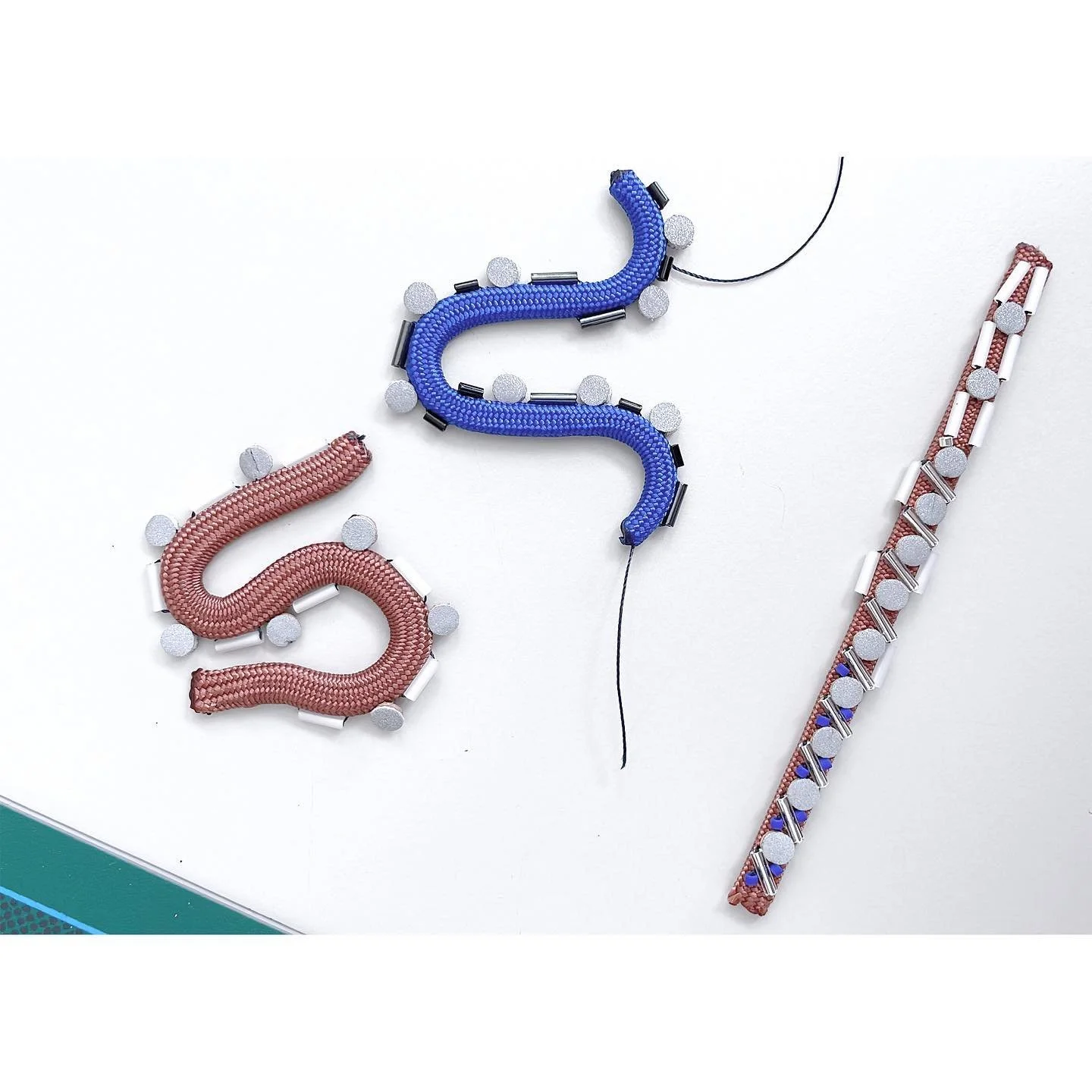 A snap shot of the design process of the new earrings collection in the studio. Here you can see some test pieces and the making-of the earrings. For this new collection, expect over-the-top, glittery, sparkly statement ear pieces. This new collectio