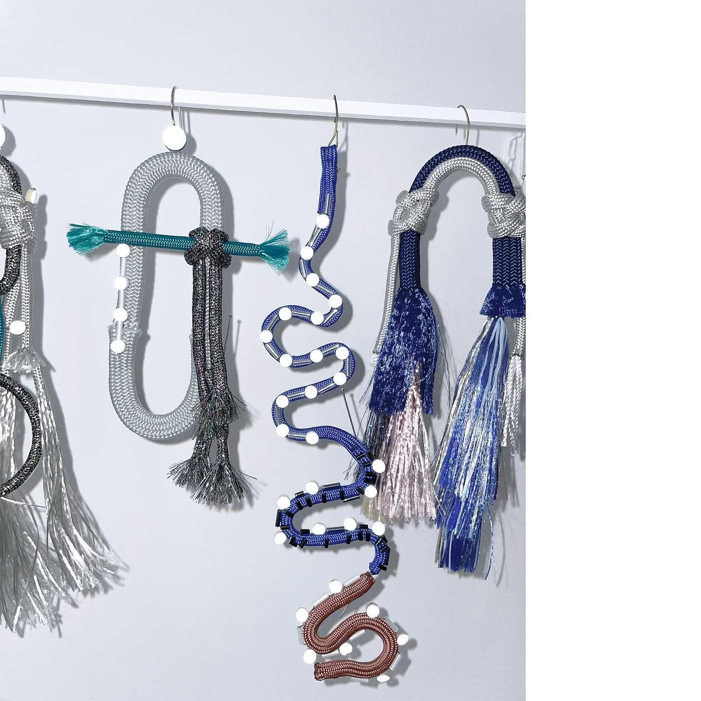 Introducing the cyclist&rsquo;s latest: the sparkle collection. A series of over-the-top, glittery, sparkly statement ear pieces. The collection is part of an on-going research about new ways of creating jewellery with reflective material and rope. I