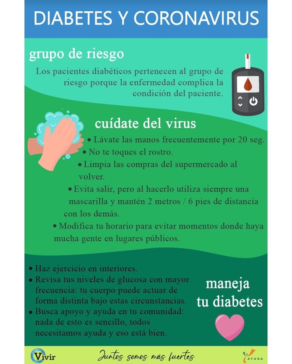 Our volunteers have been hard at work creating resources and activities for children with type 1 diabetes in the Dominican Republic and their families. Here is an example of a graphic our Green Group (meant for children ages 0-8) created and shared w