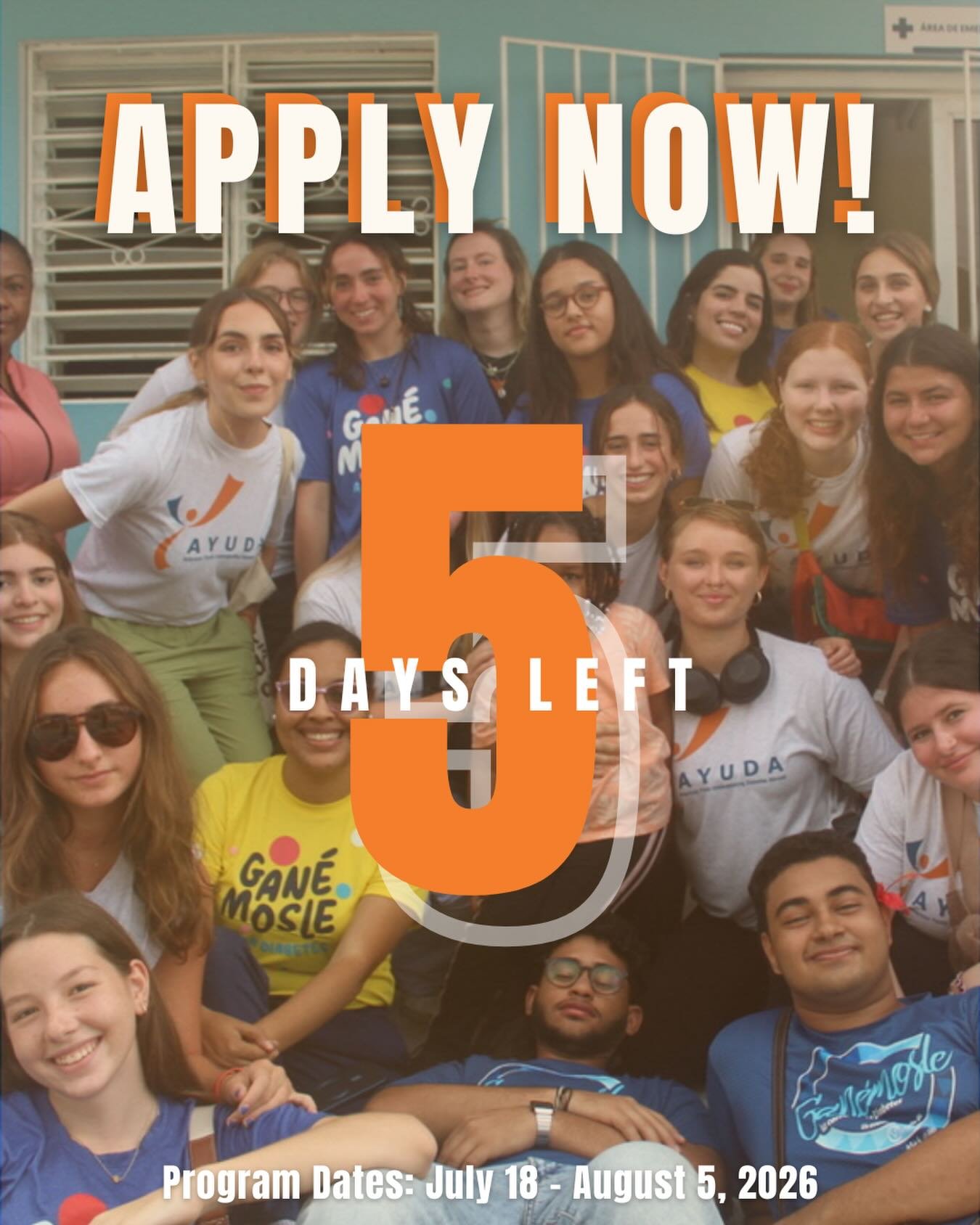 Deadline to apply is Jan 4th! Wishing everybody a happy and healthy 2026🎉🎉

Application and information available at www.ayudavolunteer.org/application-info