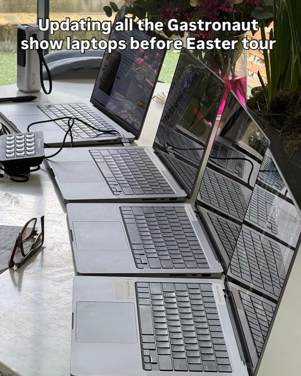 Updating all the Gastronaut show laptops. It&rsquo;s like having four badly-behaved toddlers!