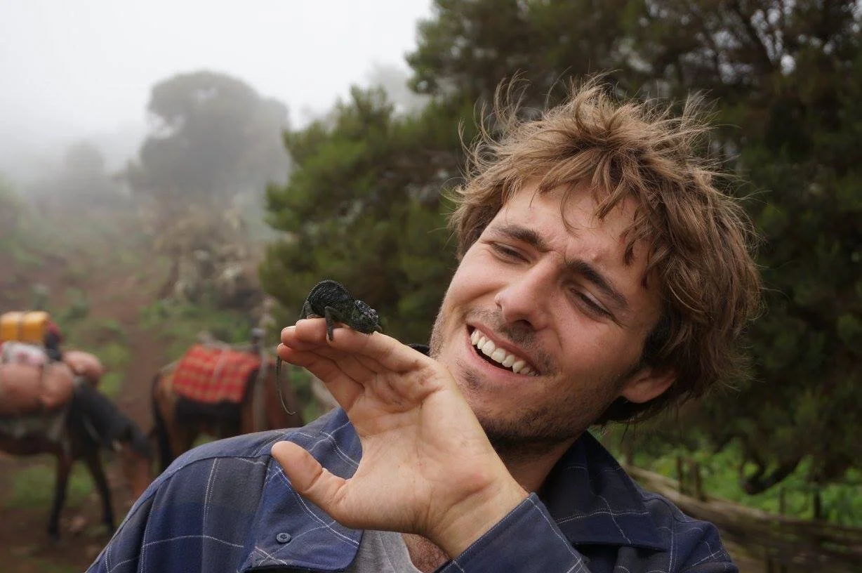 Sam Gandy with his chameleon friend Ron.