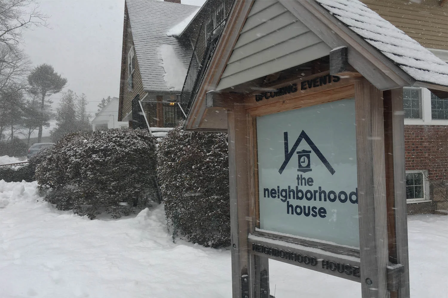 The view outside The Neighborhood House around 11:30 am this morning, March 13.